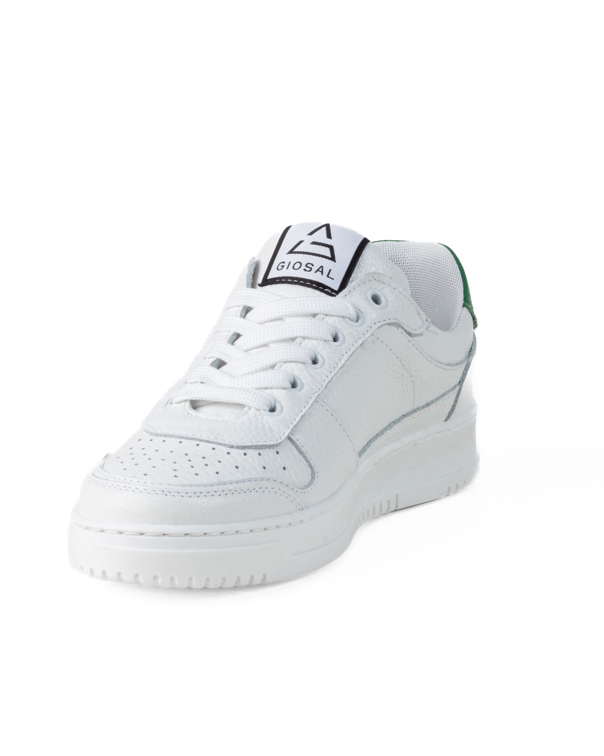 Scarpe Uomo Sneakers Ecopelle Martellata Bianche Casual Sportive Pelle Bottolato Verde GIOSAL-S1256A