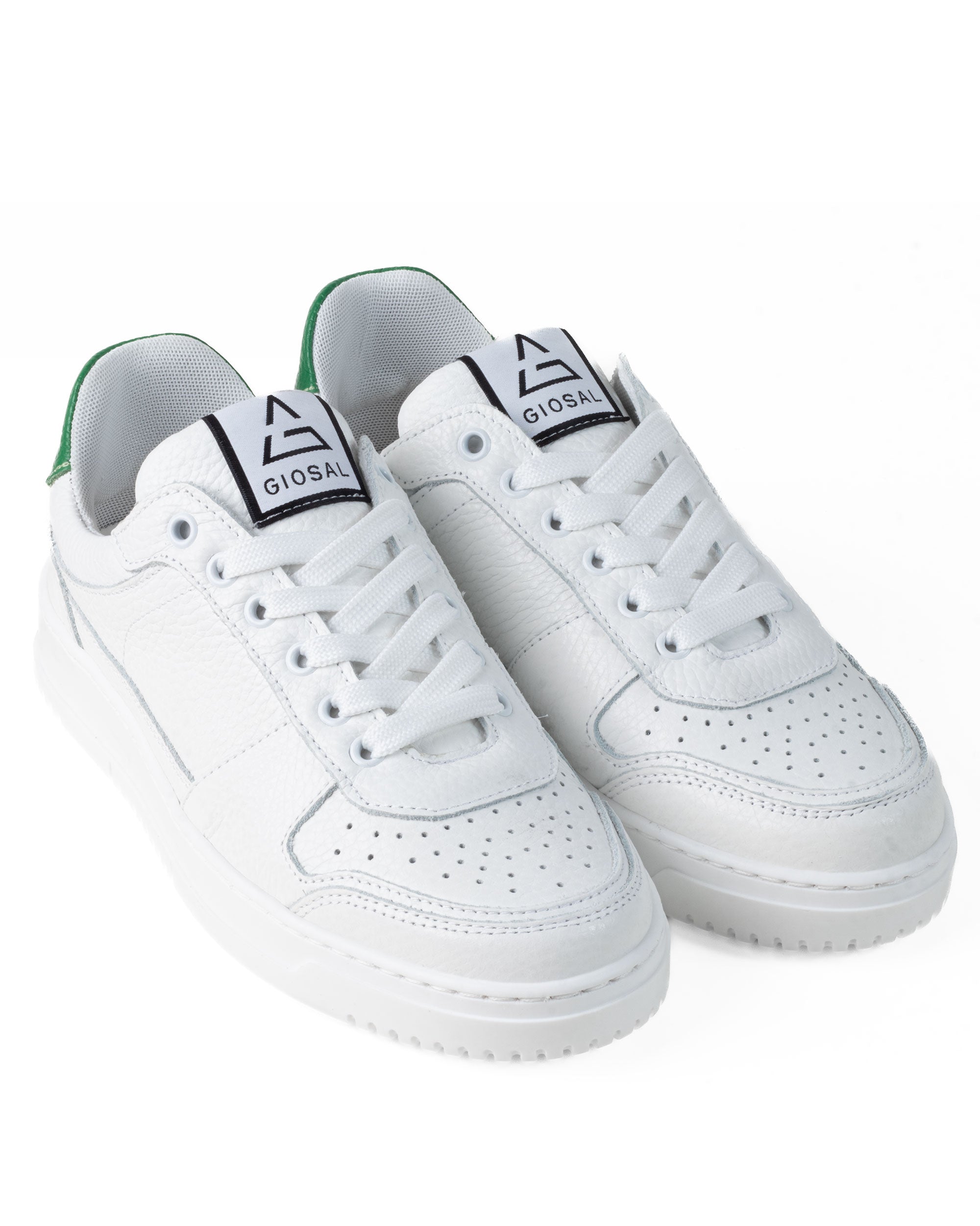 Scarpe Uomo Sneakers Ecopelle Martellata Bianche Casual Sportive Pelle Bottolato Verde GIOSAL-S1256A