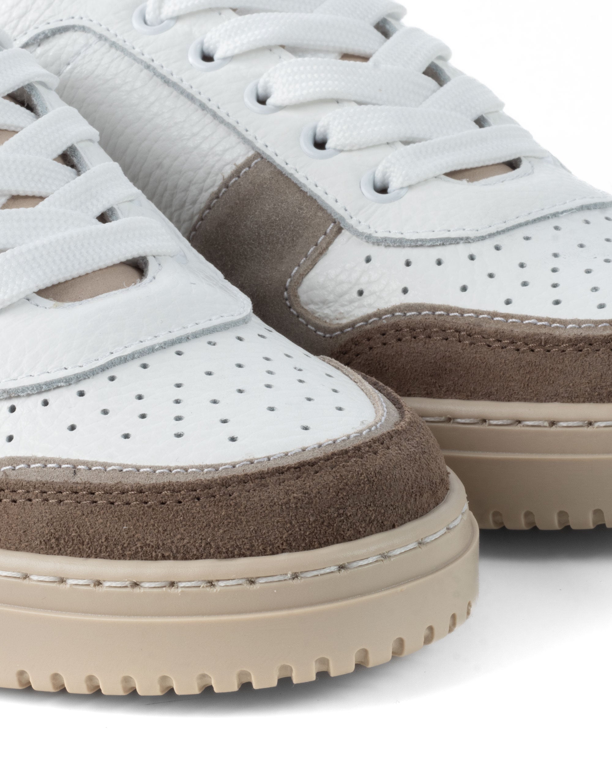 Scarpe Uomo Sneakers Bianche Ecopelle Martellata Casual Sportive Pelle Bottolato Camoscio Beige GIOSAL-S1257A