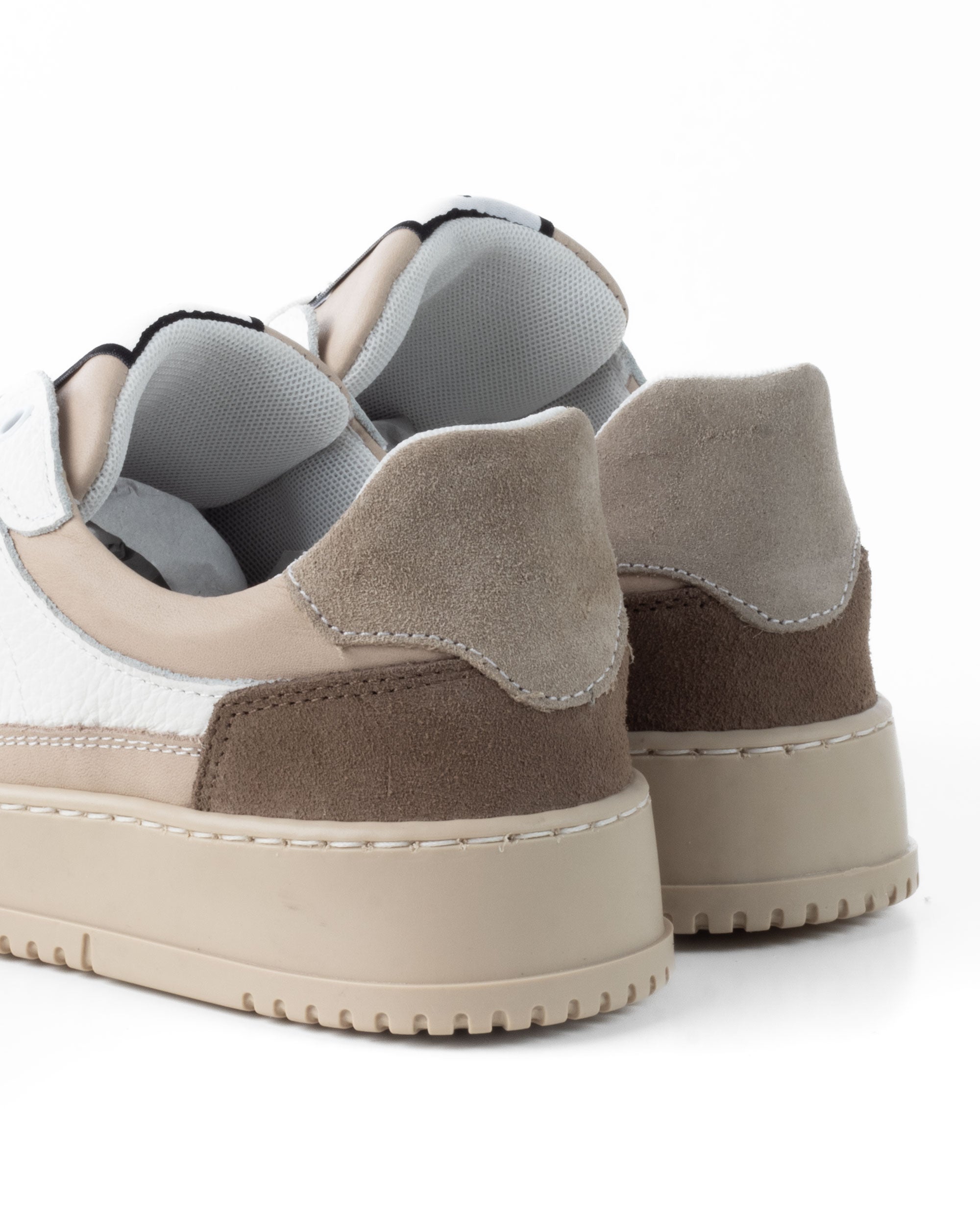 Scarpe Uomo Sneakers Bianche Ecopelle Martellata Casual Sportive Pelle Bottolato Camoscio Beige GIOSAL-S1257A