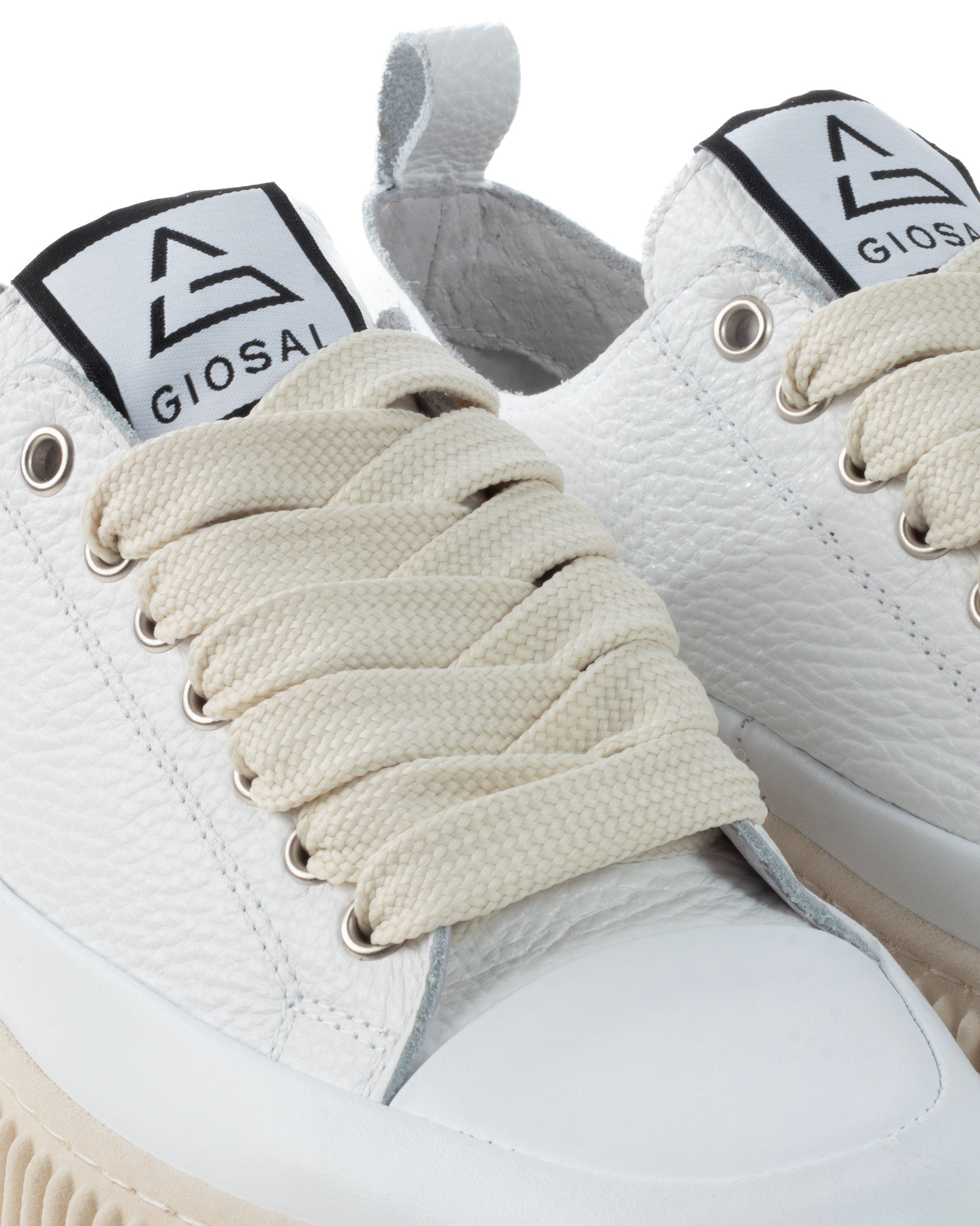 Scarpe Uomo Sneakers Bianche Ecopelle Martellata Sportive Pelle Bottolato Fondo Gomma Ampia GIOSAL-S1258A