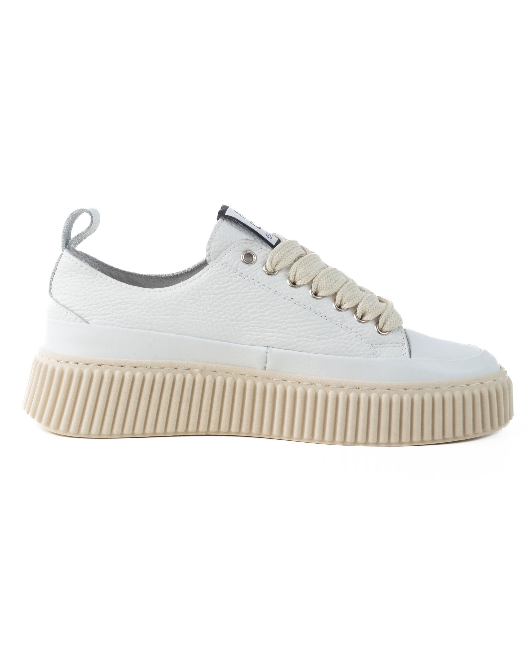 Scarpe Uomo Sneakers Bianche Ecopelle Martellata Sportive Pelle Bottolato Fondo Gomma Ampia GIOSAL-S1258A