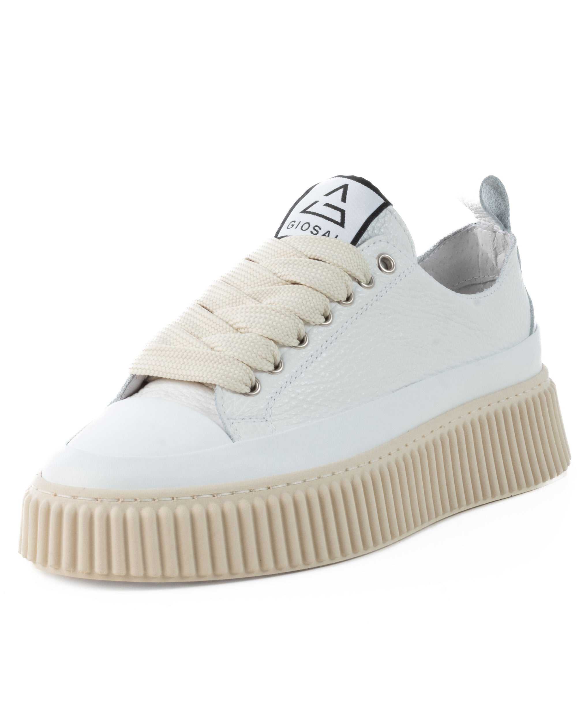 Scarpe Uomo Sneakers Bianche Ecopelle Martellata Sportive Pelle Bottolato Fondo Gomma Ampia GIOSAL-S1258A