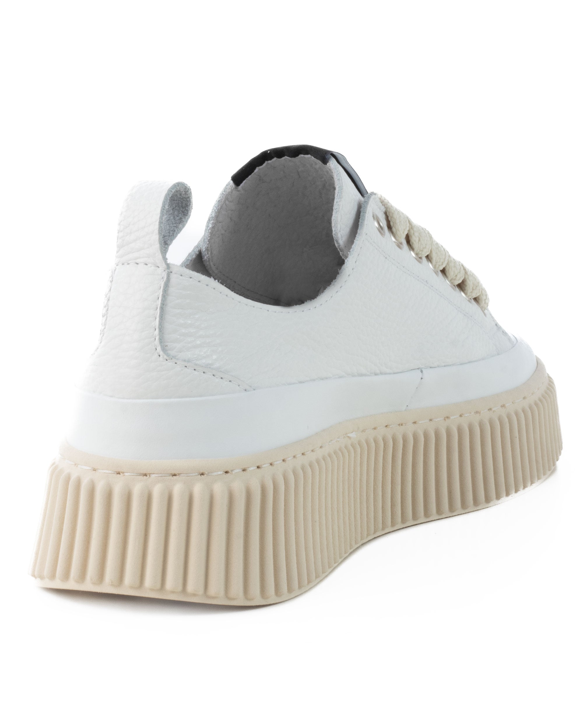 Scarpe Uomo Sneakers Bianche Ecopelle Martellata Sportive Pelle Bottolato Fondo Gomma Ampia GIOSAL-S1258A