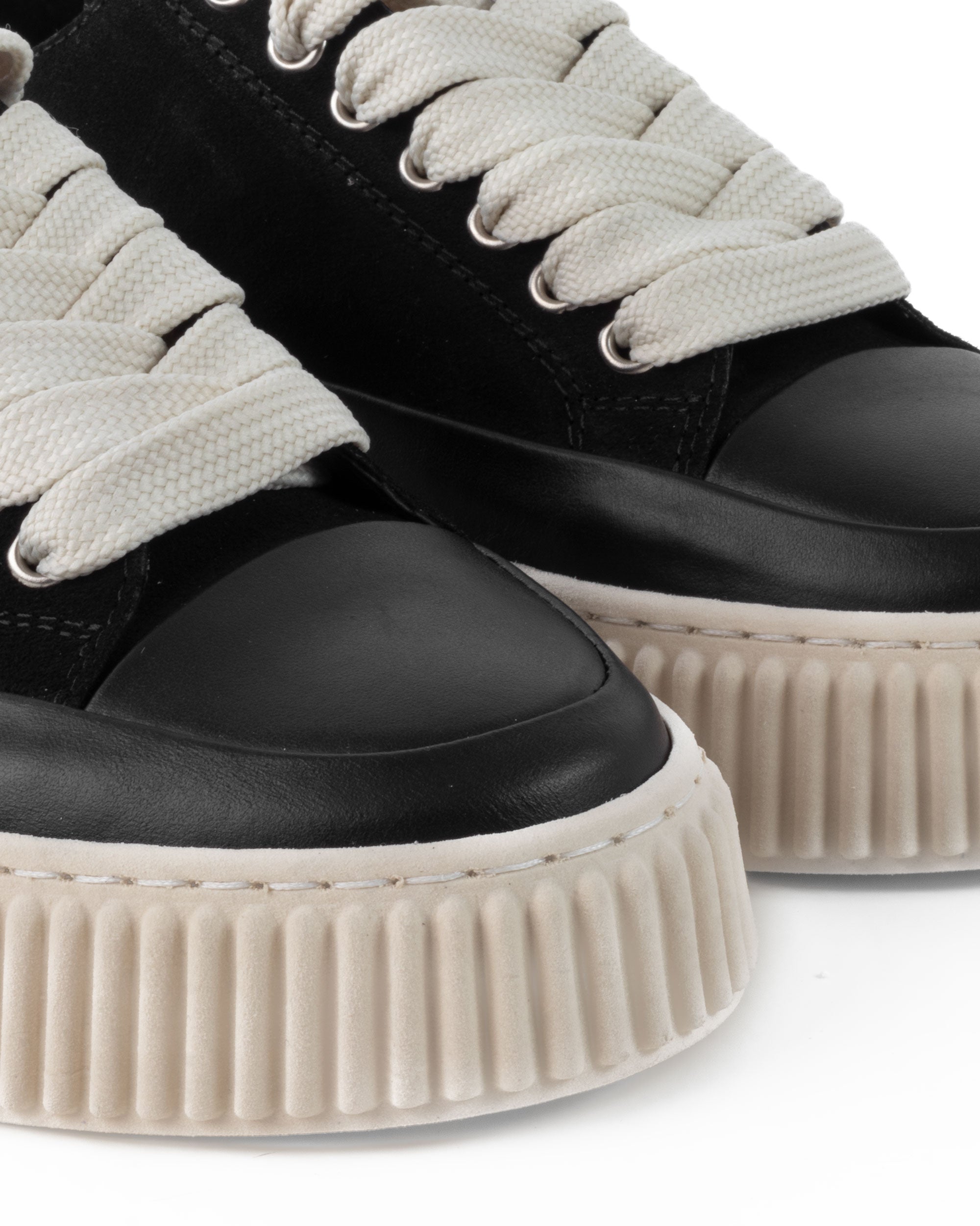 Scarpe Uomo Sneakers Camoscio Nero Beige Sportive Fondo Gomma Ampia GIOSAL-S1259A