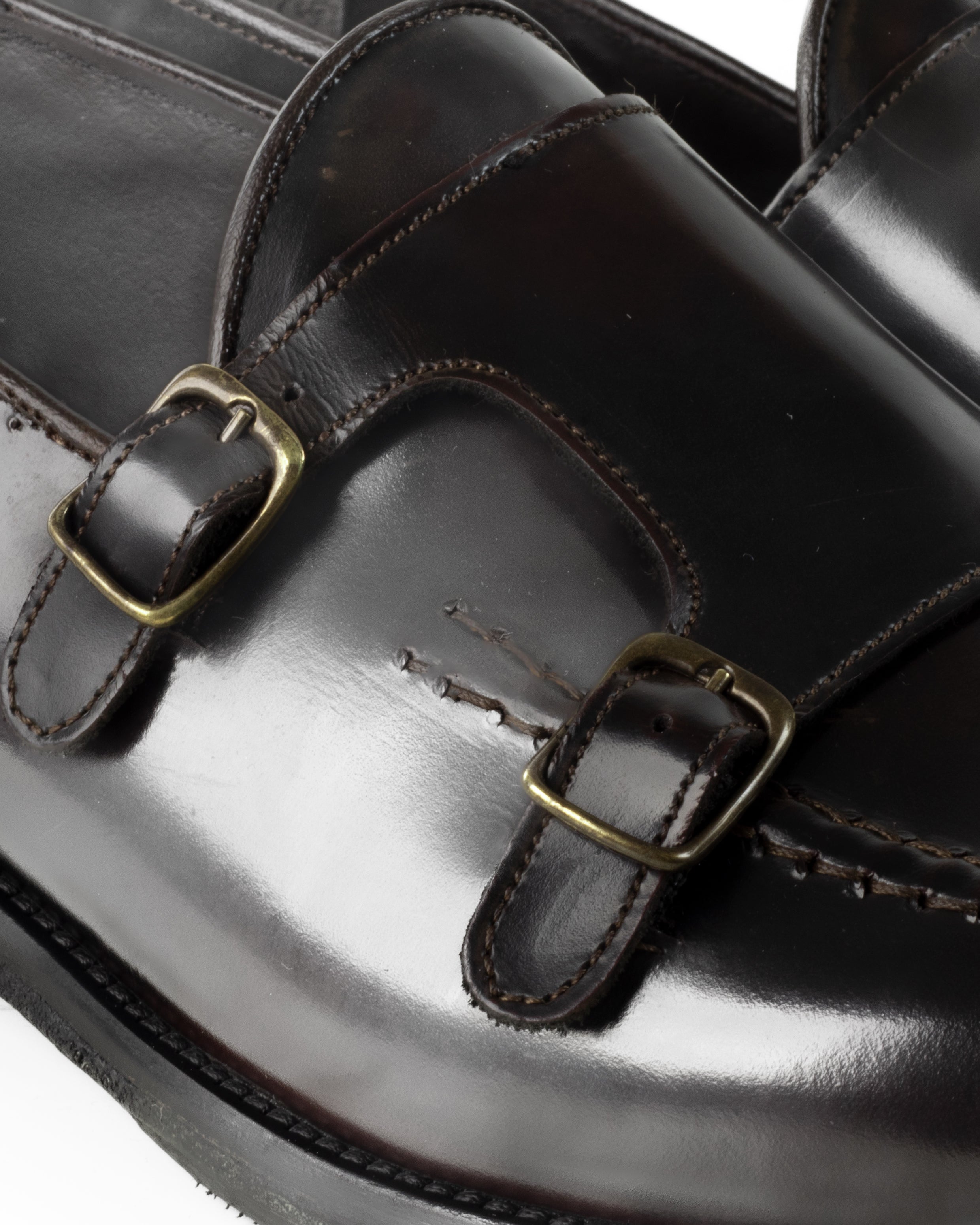 Mocassini Doppia Fibbia Uomo Scarpe Ecopelle Abrasivate Lucide Eleganti Cerimonia Suola Di Cuoio Casual Marrone GIOSAL-S1264A