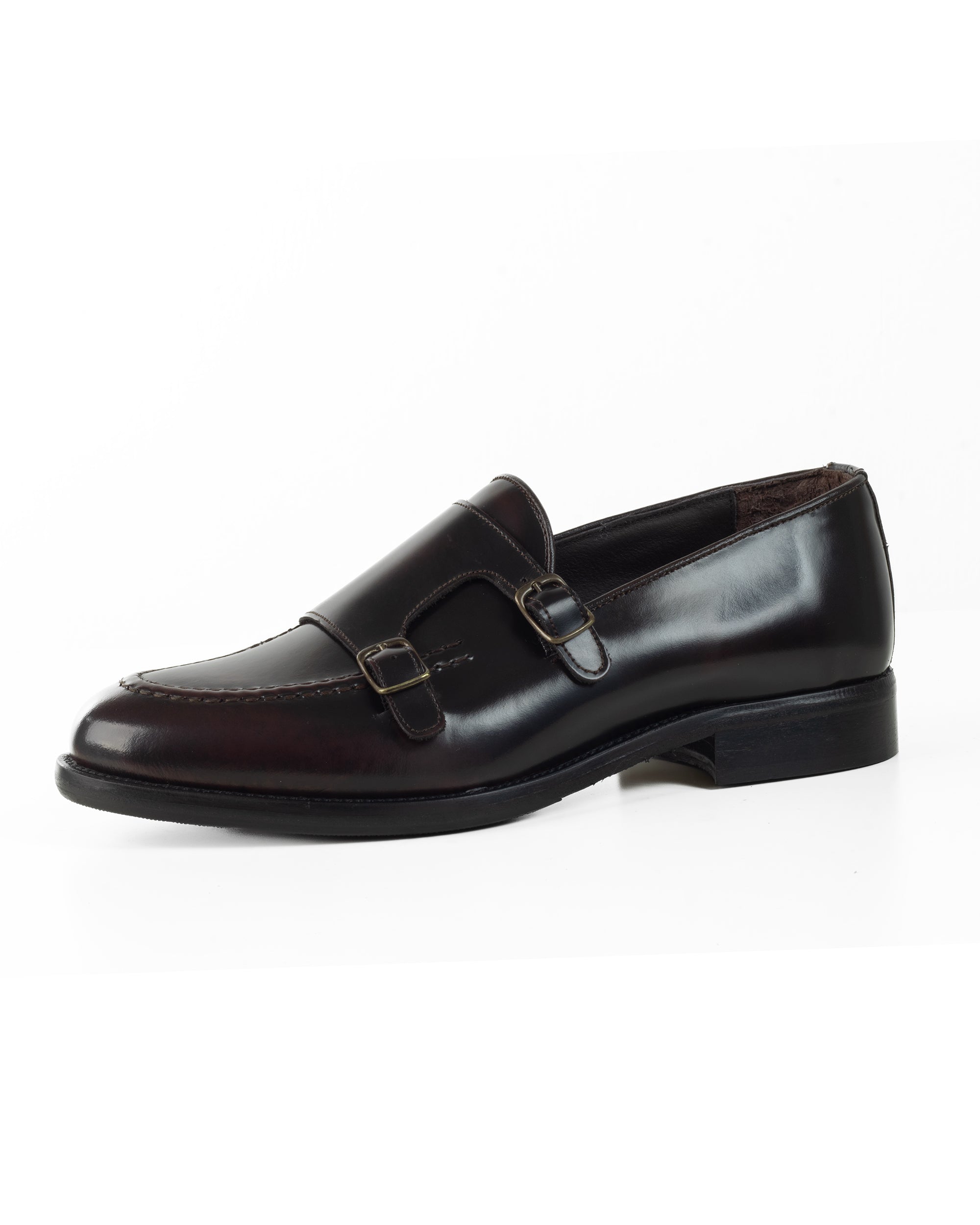Mocassini Doppia Fibbia Uomo Scarpe Ecopelle Abrasivate Lucide Eleganti Cerimonia Suola Di Cuoio Casual Marrone GIOSAL-S1264A