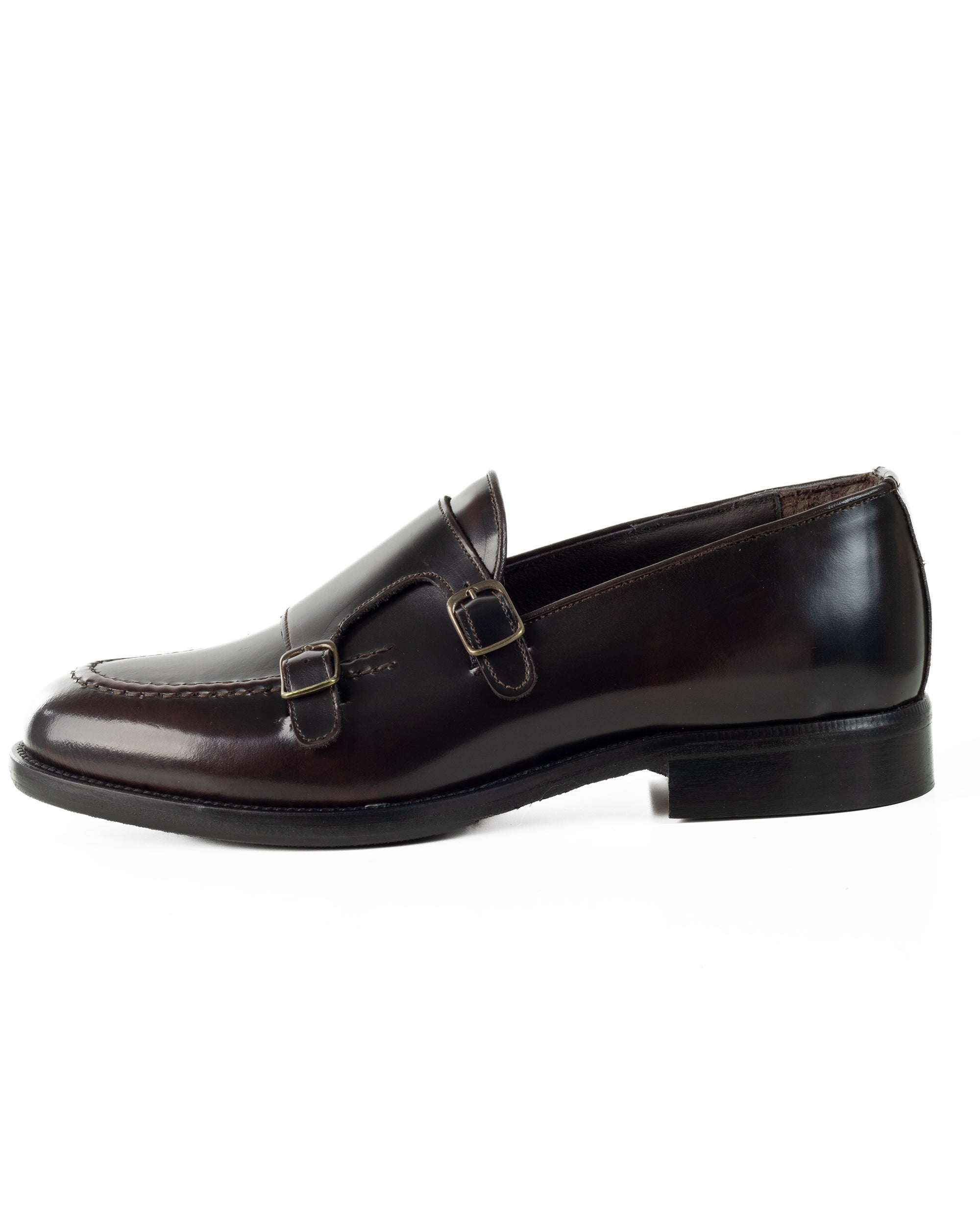 Mocassini Doppia Fibbia Uomo Scarpe Ecopelle Abrasivate Lucide Eleganti Cerimonia Suola Di Cuoio Casual Marrone GIOSAL-S1264A