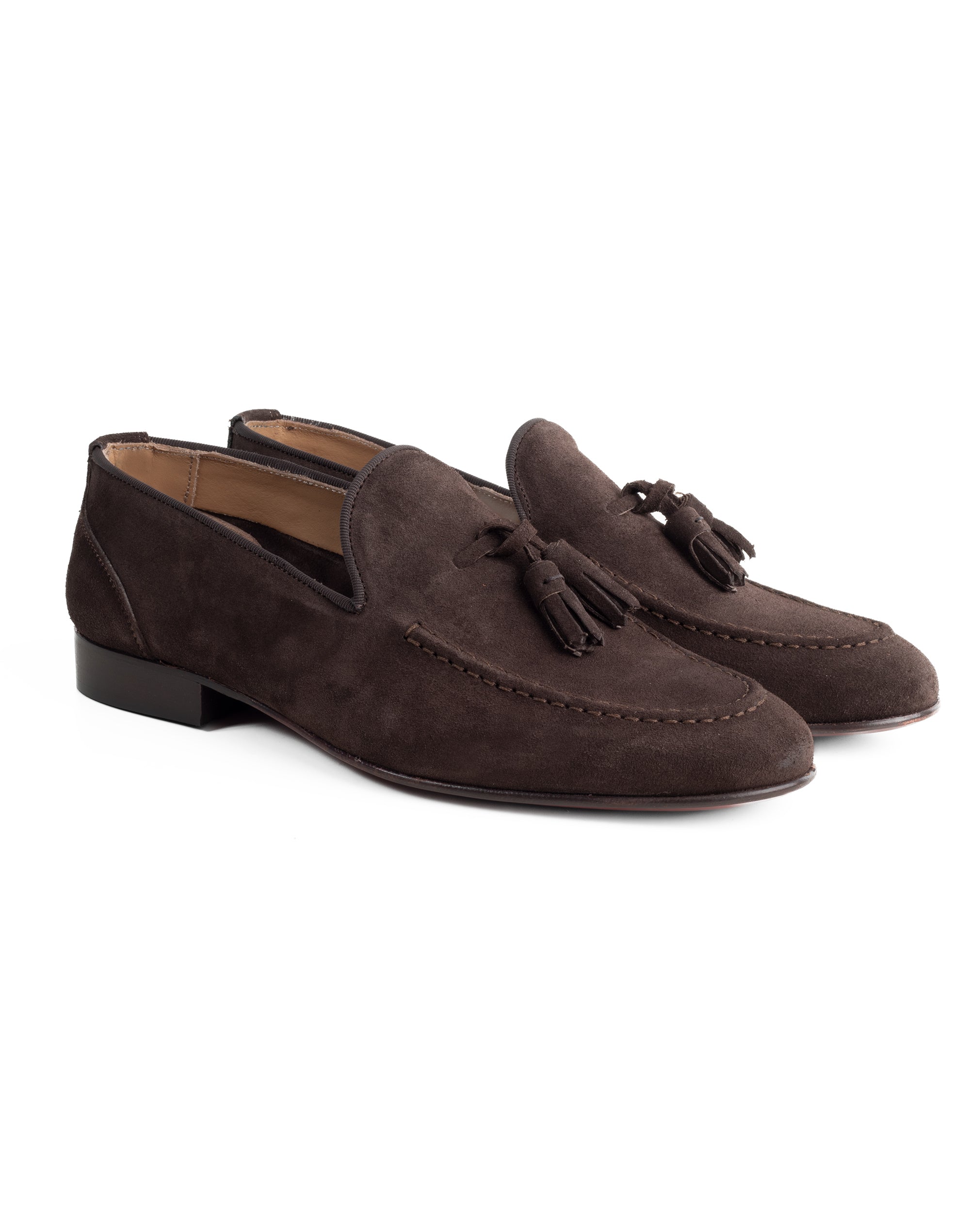 Mocassini Uomo Con Nappine Scarpe Camoscio Eleganti Cerimonia Pelle Scamosciata Suola Di Cuoio Con Ovalino Antiscivolo Casual Marrone GIOSAL-S1267A