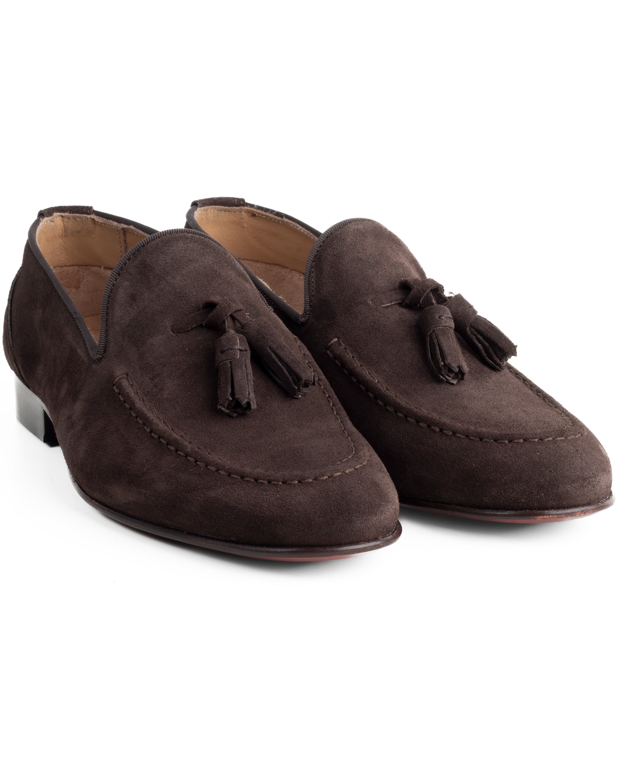 Mocassini Uomo Con Nappine Scarpe Camoscio Eleganti Cerimonia Pelle Scamosciata Suola Di Cuoio Con Ovalino Antiscivolo Casual Marrone GIOSAL-S1267A