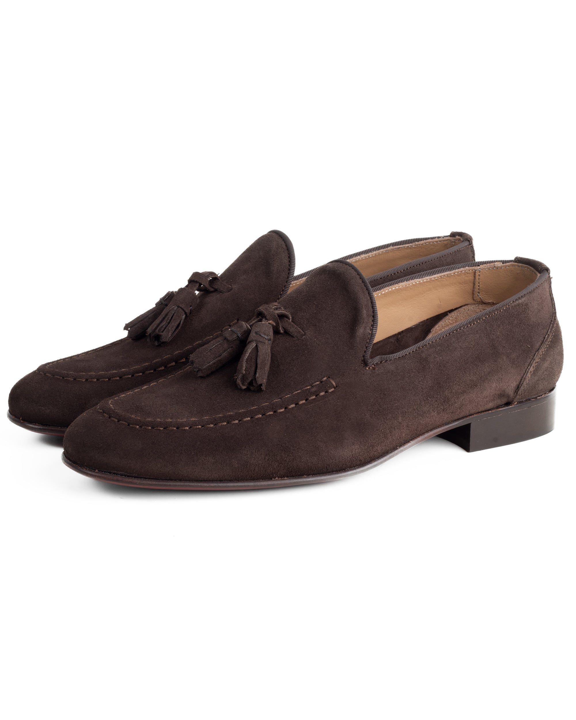 Mocassini Uomo Con Nappine Scarpe Camoscio Eleganti Cerimonia Pelle Scamosciata Suola Di Cuoio Con Ovalino Antiscivolo Casual Marrone GIOSAL-S1267A