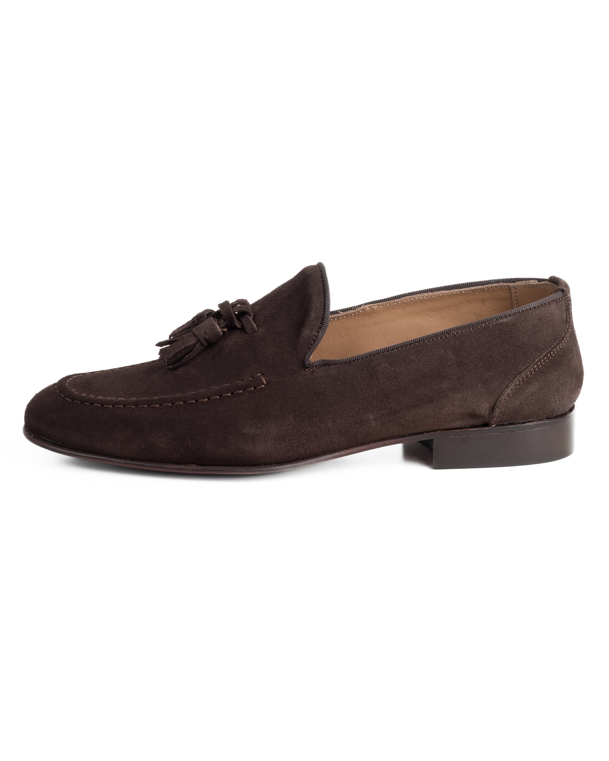 Mocassini Uomo Con Nappine Scarpe Camoscio Eleganti Cerimonia Pelle Scamosciata Suola Di Cuoio Con Ovalino Antiscivolo Casual Marrone GIOSAL-S1267A