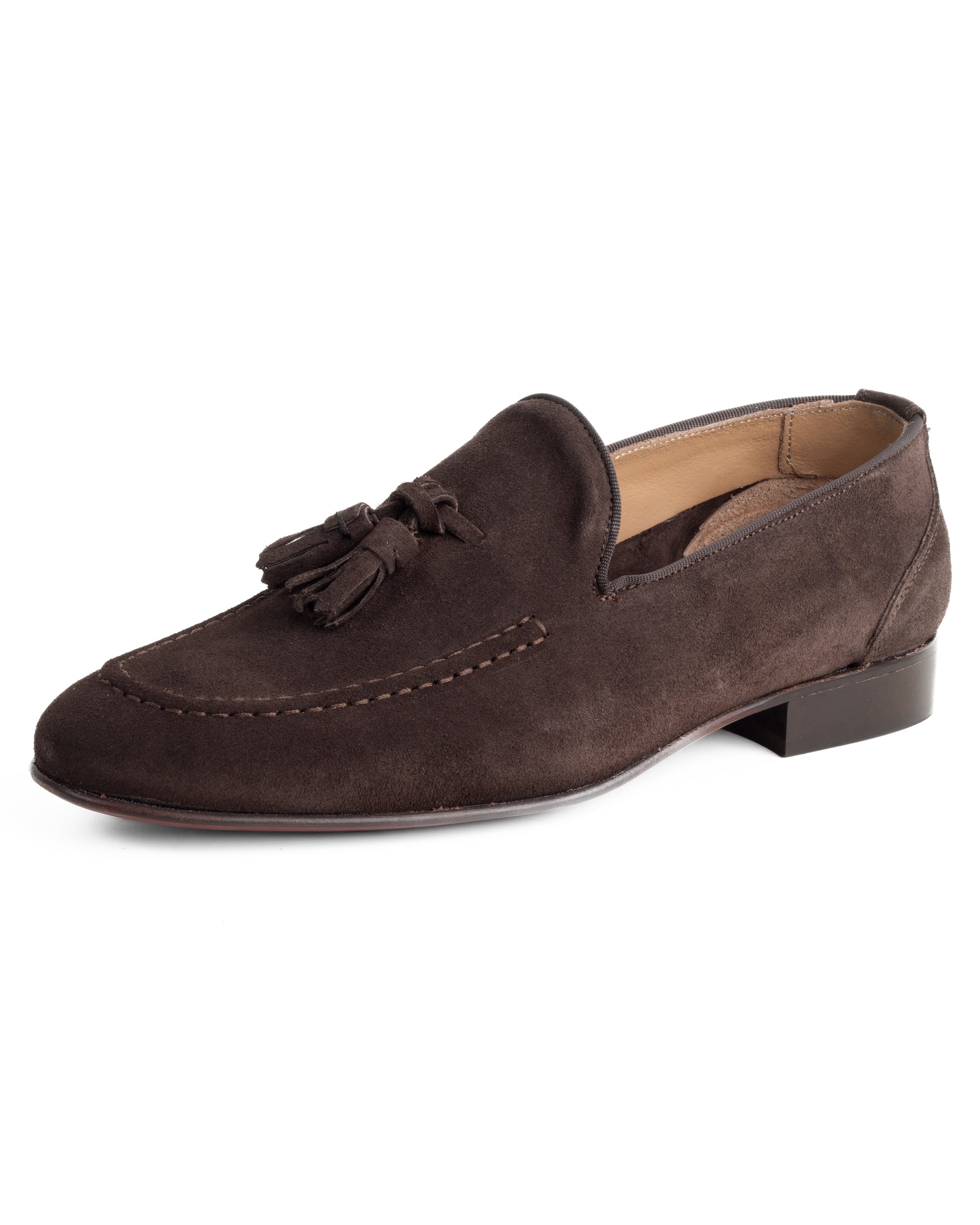 Mocassini Uomo Con Nappine Scarpe Camoscio Eleganti Cerimonia Pelle Scamosciata Suola Di Cuoio Con Ovalino Antiscivolo Casual Marrone GIOSAL-S1267A