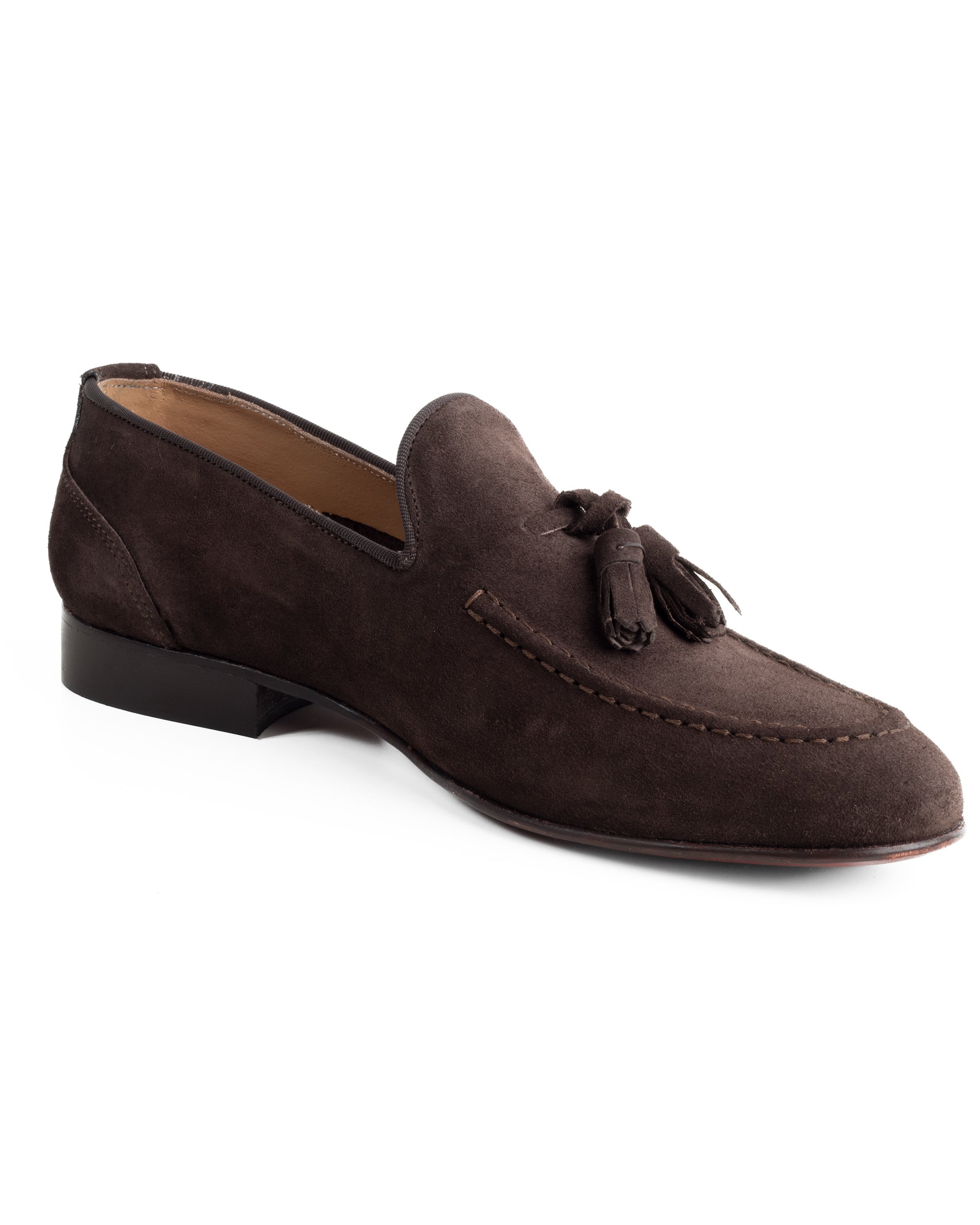 Mocassini Uomo Con Nappine Scarpe Camoscio Eleganti Cerimonia Pelle Scamosciata Suola Di Cuoio Con Ovalino Antiscivolo Casual Marrone GIOSAL-S1267A