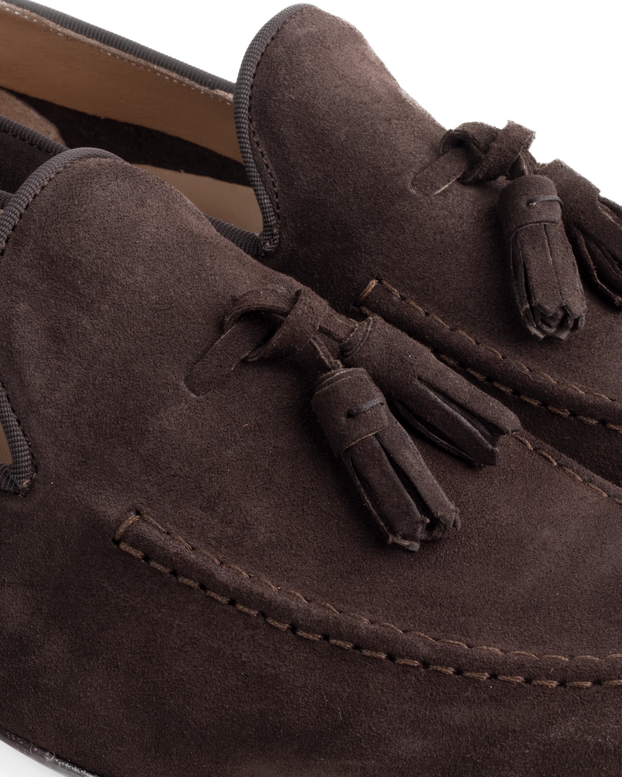 Mocassini Uomo Con Nappine Scarpe Camoscio Eleganti Cerimonia Pelle Scamosciata Suola Di Cuoio Con Ovalino Antiscivolo Casual Marrone GIOSAL-S1267A