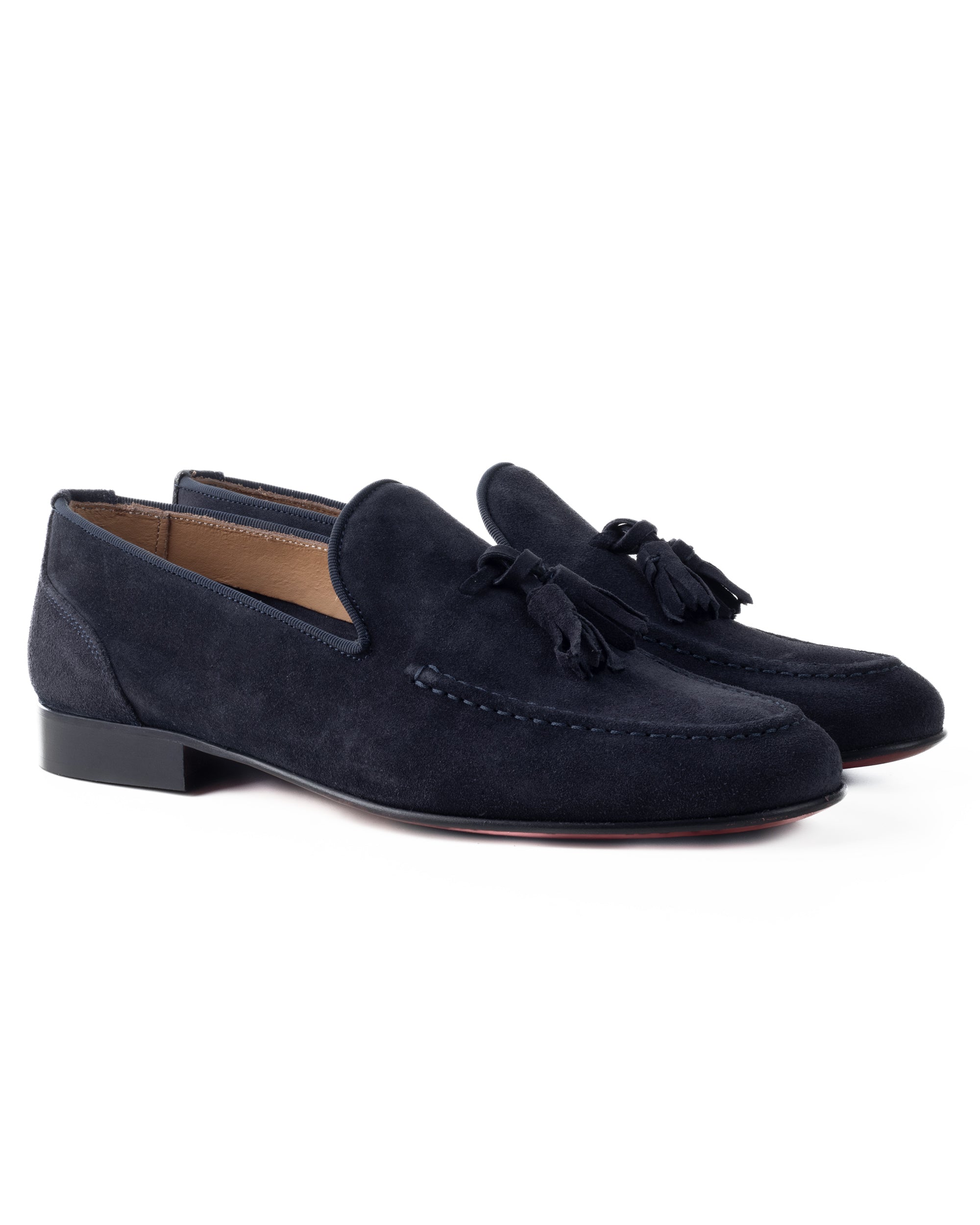 Mocassini Uomo Con Nappine Scarpe Camoscio Eleganti Cerimonia Pelle Scamosciata Suola Di Cuoio Con Ovalino Antiscivolo Casual Blu GIOSAL-S1268A