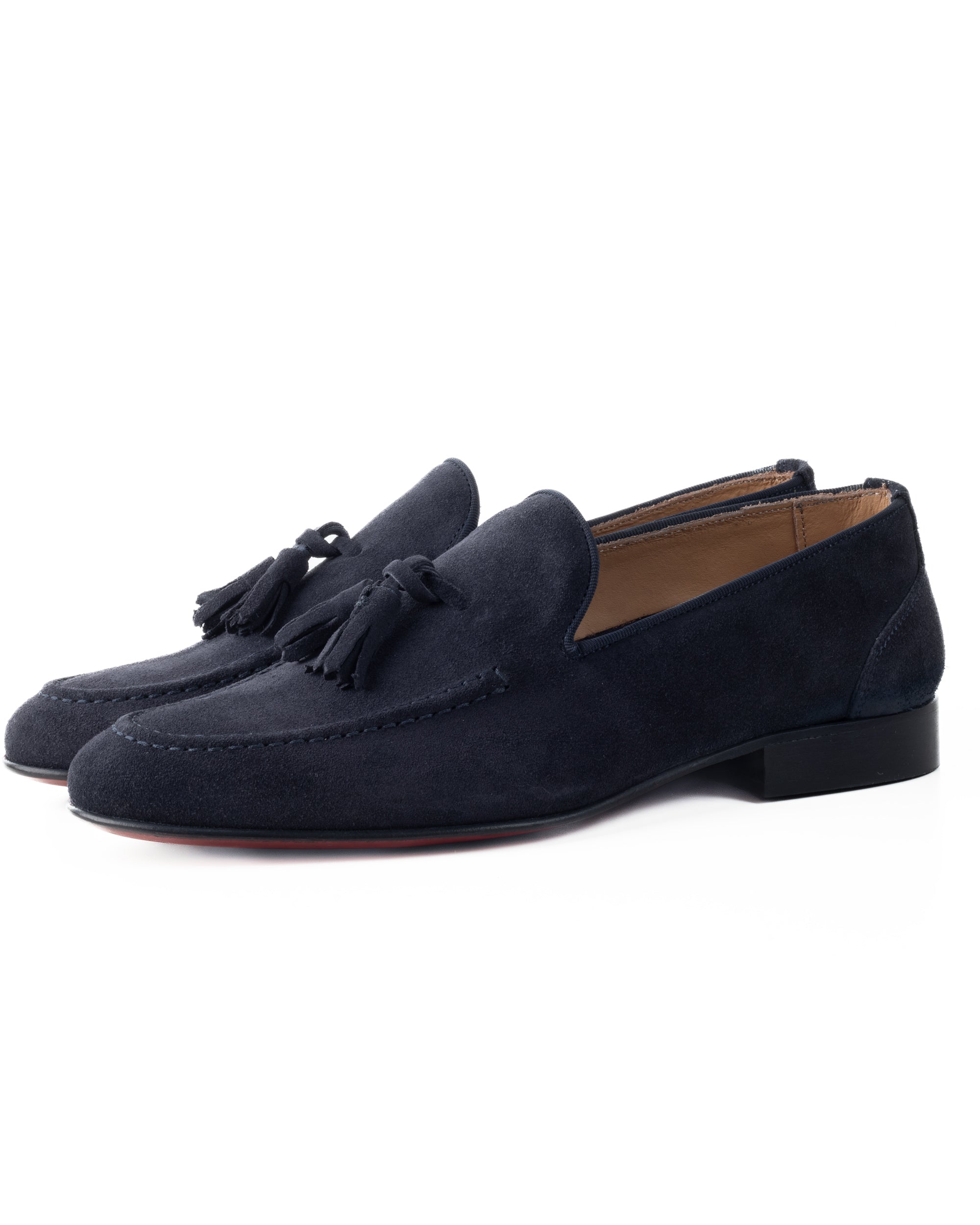 Mocassini Uomo Con Nappine Scarpe Camoscio Eleganti Cerimonia Pelle Scamosciata Suola Di Cuoio Con Ovalino Antiscivolo Casual Blu GIOSAL-S1268A