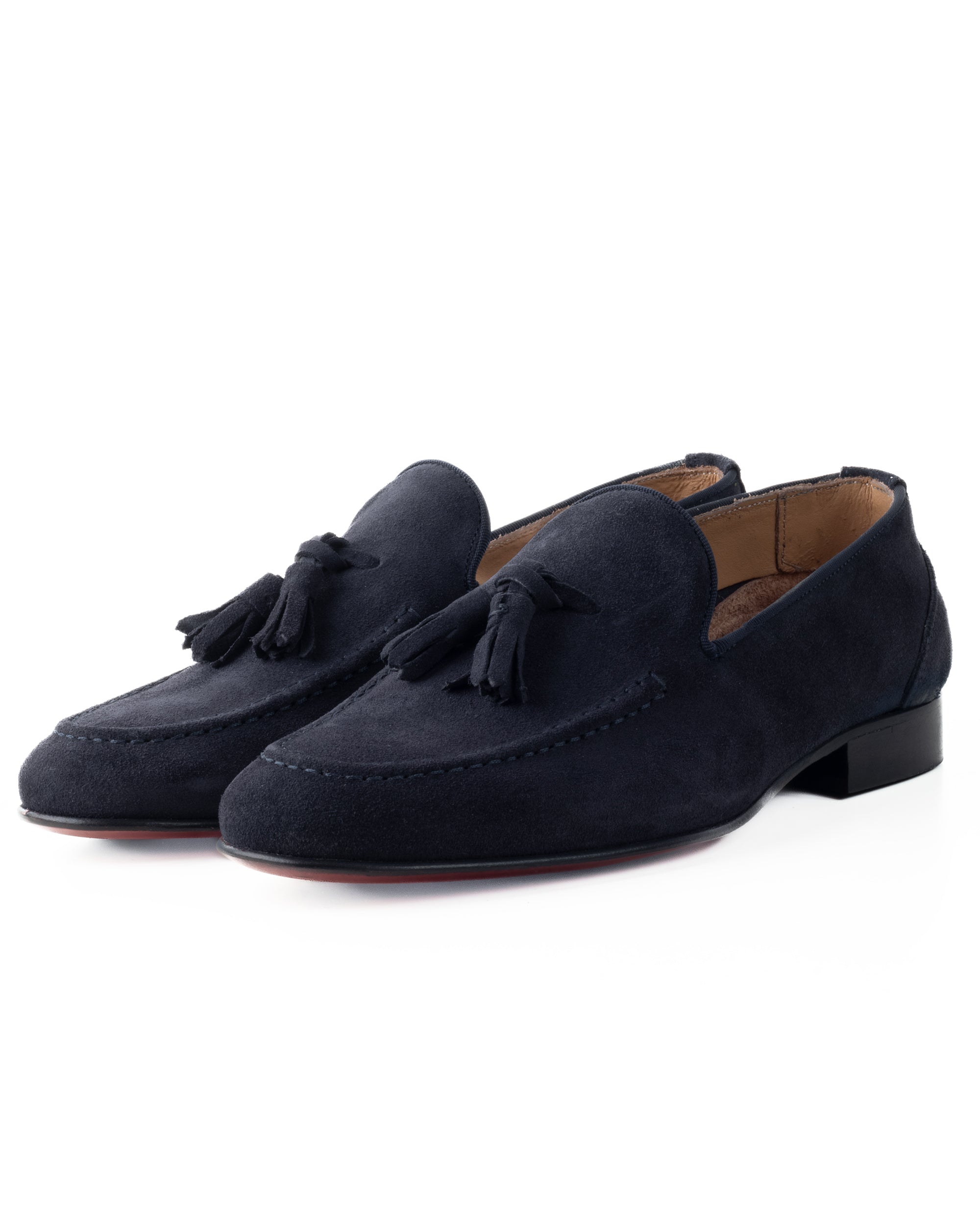 Mocassini Uomo Con Nappine Scarpe Camoscio Eleganti Cerimonia Pelle Scamosciata Suola Di Cuoio Con Ovalino Antiscivolo Casual Blu GIOSAL-S1268A