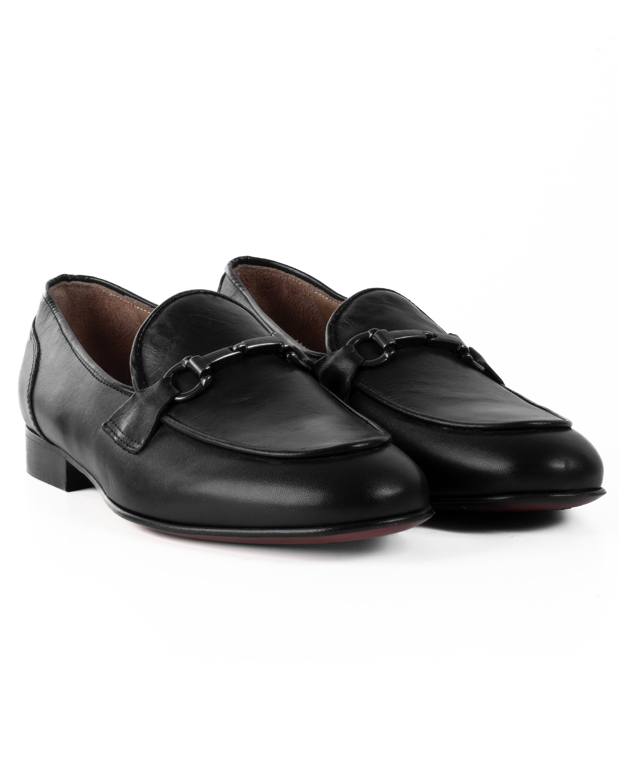 Mocassini Uomo Con Fibbie Morsetto Scarpe Ecopelle Eleganti Pelle Vitello Cerimonia Suola Di Cuoio Con Ovalino Antiscivolo Casual Nero GIOSAL-S1269A