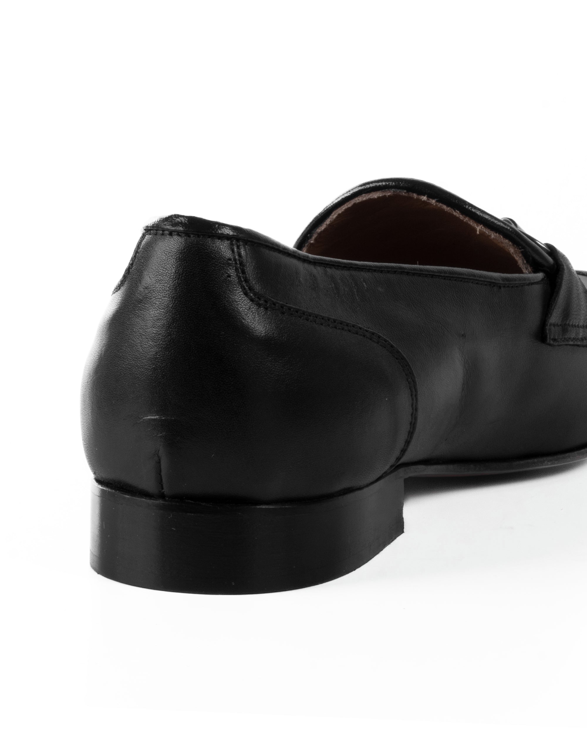 Mocassini Uomo Con Fibbie Morsetto Scarpe Ecopelle Eleganti Pelle Vitello Cerimonia Suola Di Cuoio Con Ovalino Antiscivolo Casual Nero GIOSAL-S1269A