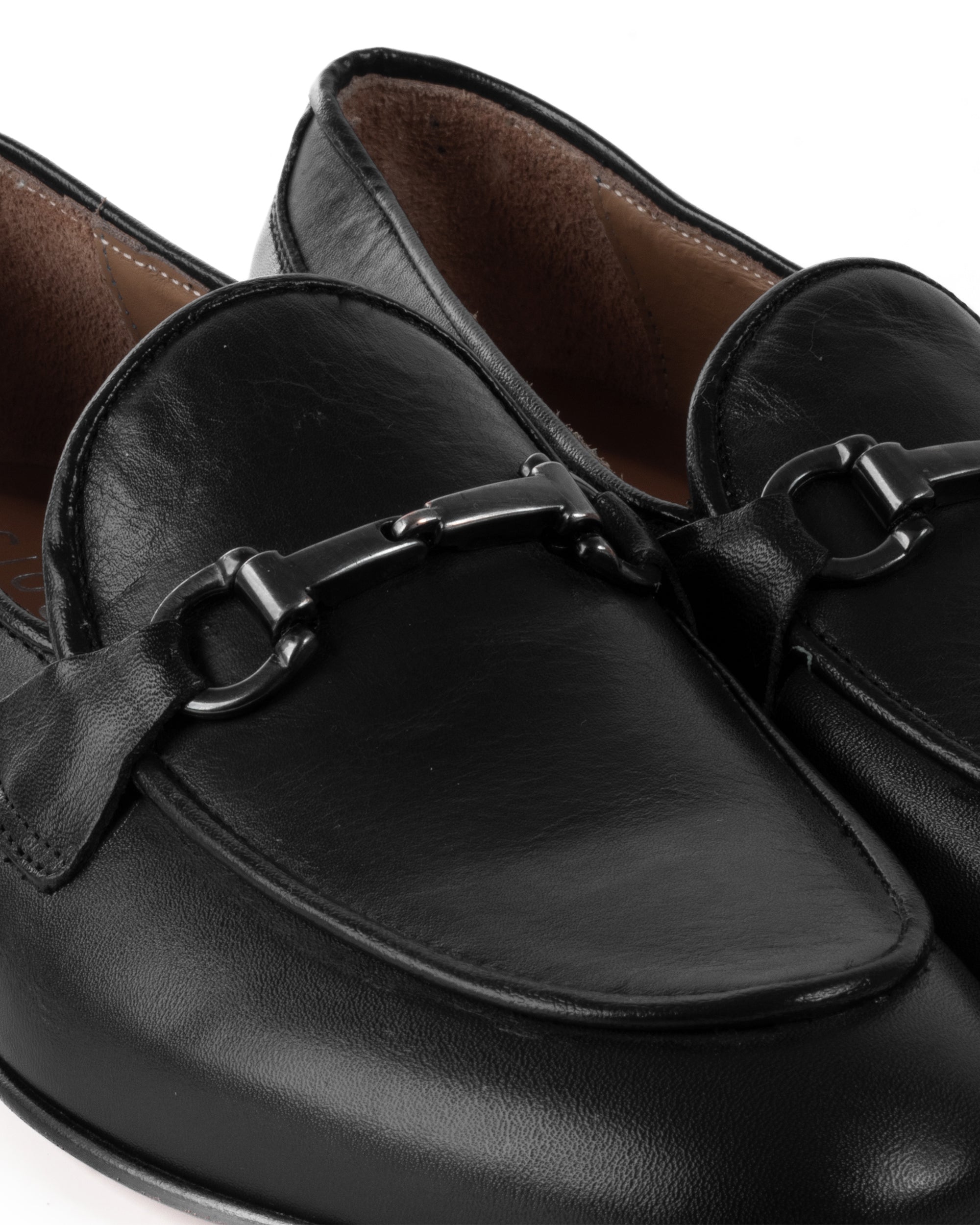 Mocassini Uomo Con Fibbie Morsetto Scarpe Ecopelle Eleganti Pelle Vitello Cerimonia Suola Di Cuoio Con Ovalino Antiscivolo Casual Nero GIOSAL-S1269A