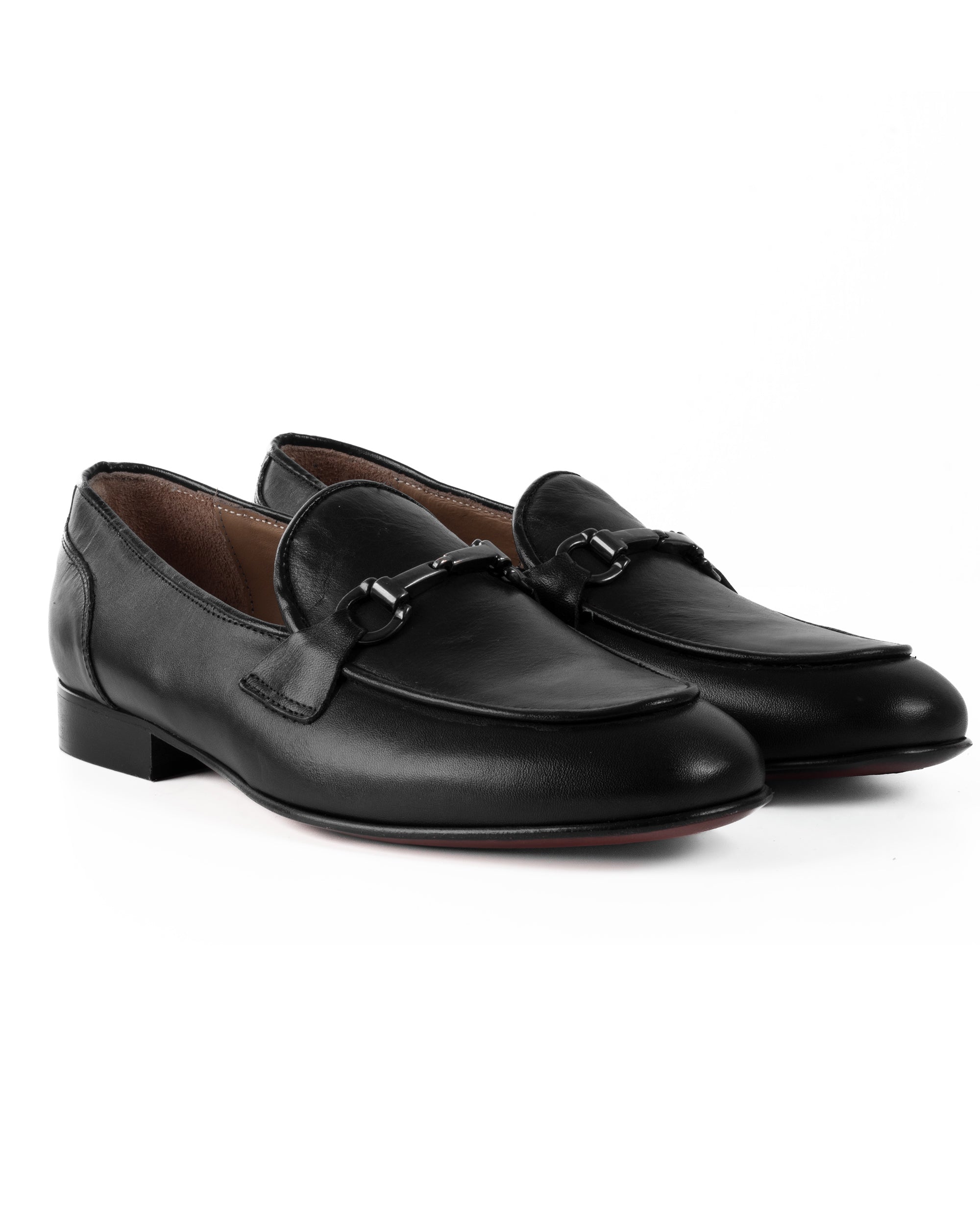 Mocassini Uomo Con Fibbie Morsetto Scarpe Ecopelle Eleganti Pelle Vitello Cerimonia Suola Di Cuoio Con Ovalino Antiscivolo Casual Nero GIOSAL-S1269A