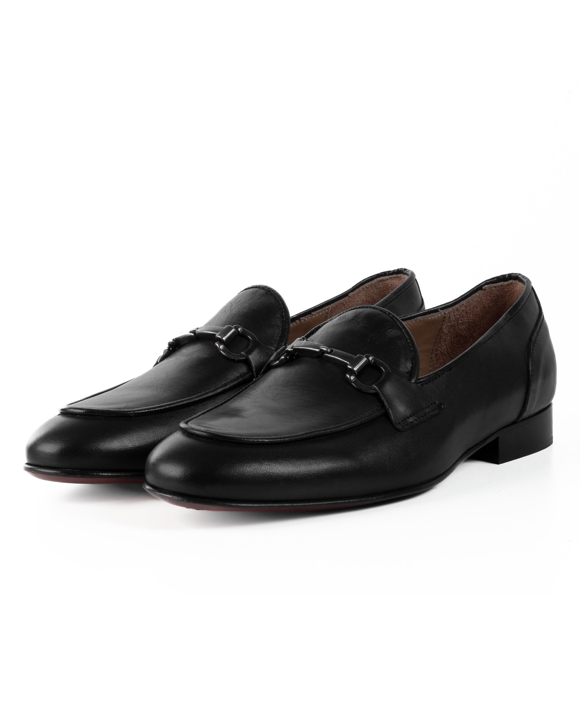 Mocassini Uomo Con Fibbie Morsetto Scarpe Ecopelle Eleganti Pelle Vitello Cerimonia Suola Di Cuoio Con Ovalino Antiscivolo Casual Nero GIOSAL-S1269A
