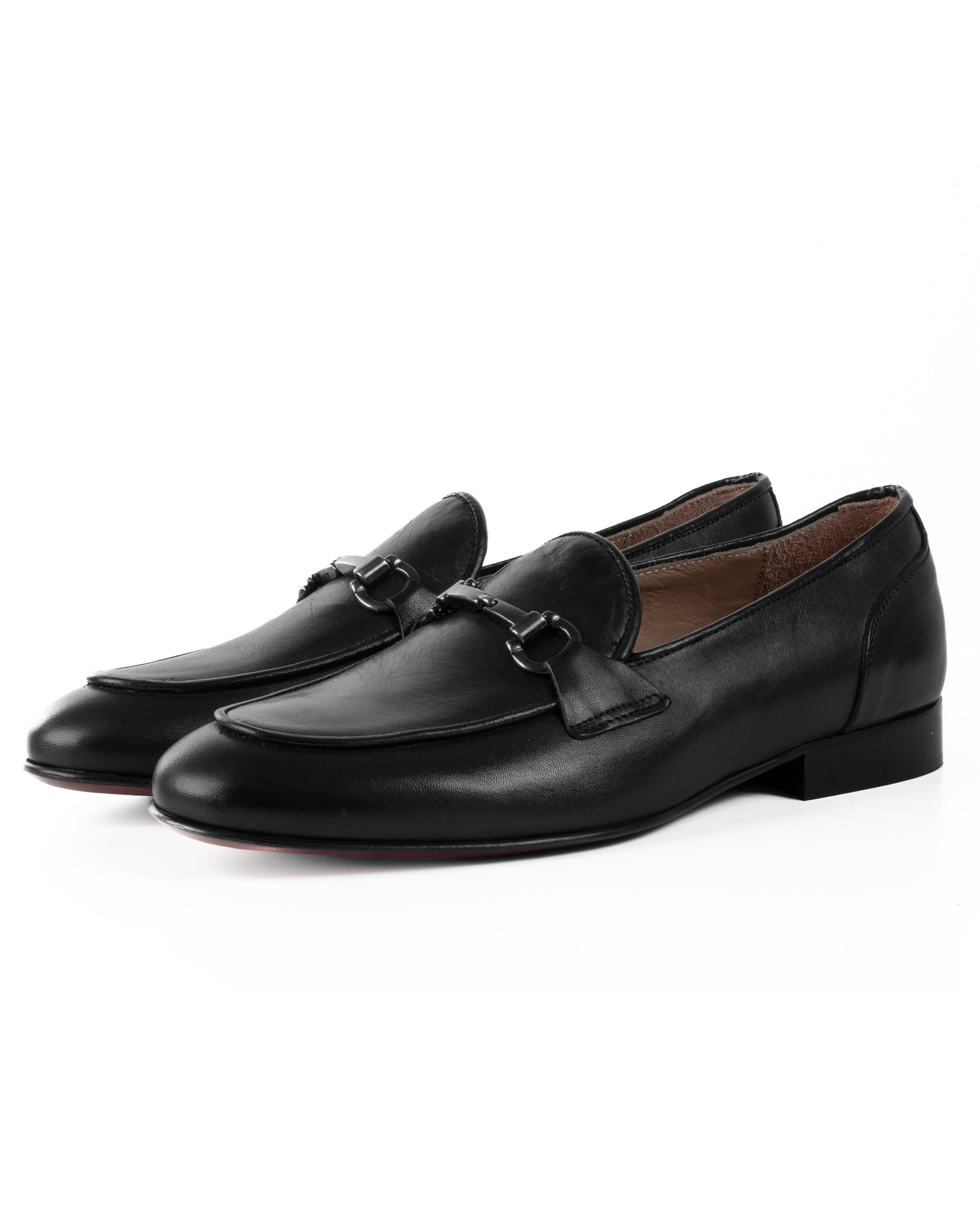 Mocassini Uomo Con Fibbie Morsetto Scarpe Ecopelle Eleganti Pelle Vitello Cerimonia Suola Di Cuoio Con Ovalino Antiscivolo Casual Nero GIOSAL-S1269A