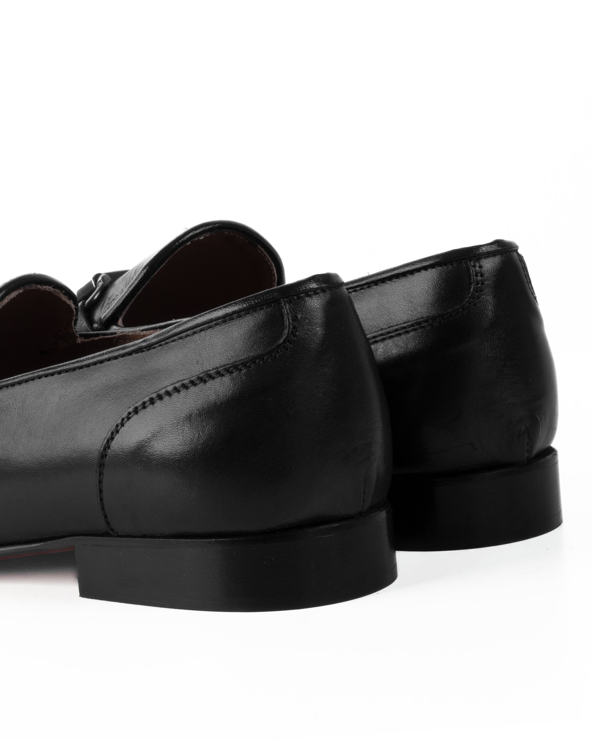 Mocassini Uomo Con Fibbie Morsetto Scarpe Ecopelle Eleganti Pelle Vitello Cerimonia Suola Di Cuoio Con Ovalino Antiscivolo Casual Nero GIOSAL-S1269A