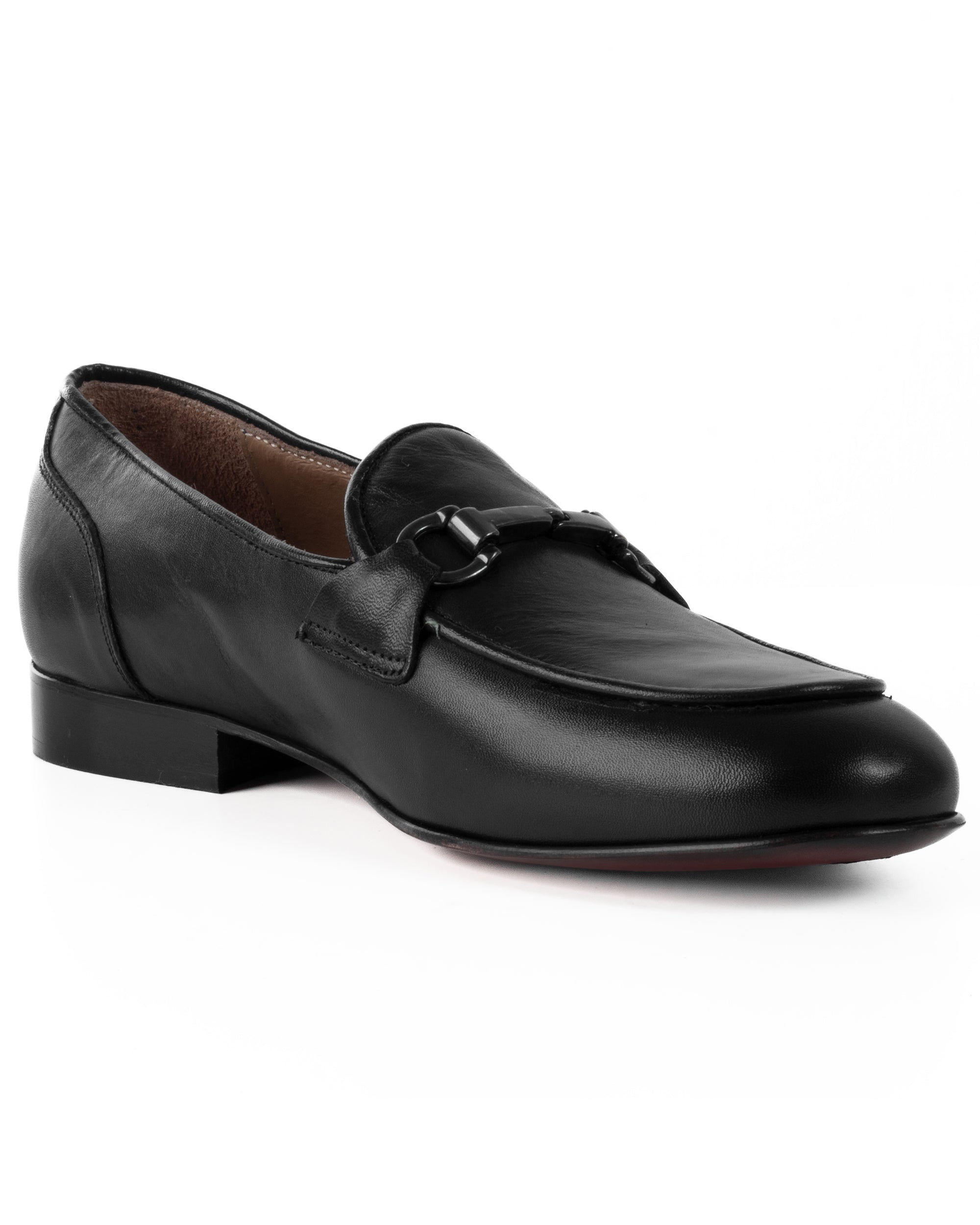 Mocassini Uomo Con Fibbie Morsetto Scarpe Ecopelle Eleganti Pelle Vitello Cerimonia Suola Di Cuoio Con Ovalino Antiscivolo Casual Nero GIOSAL-S1269A