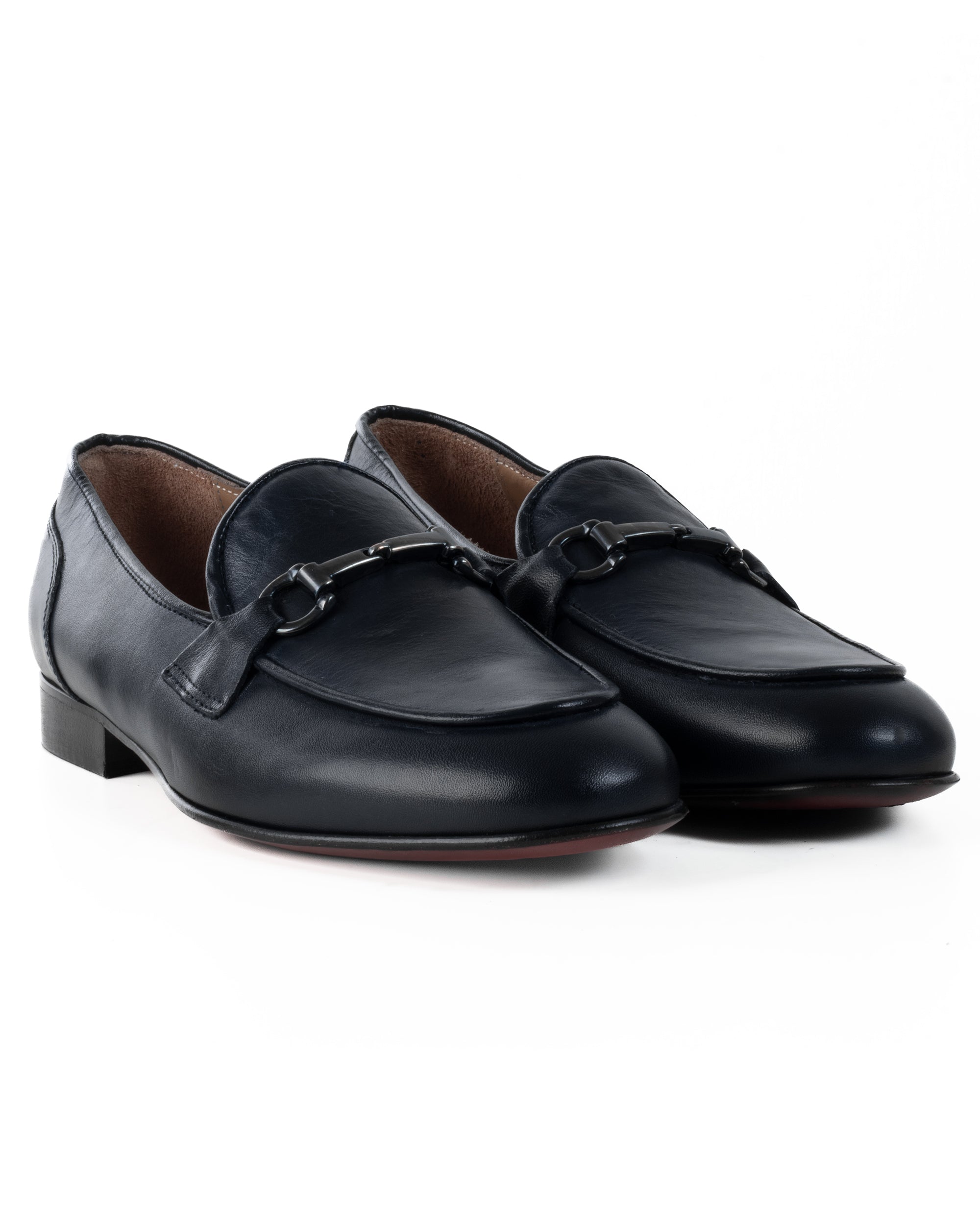 Mocassini Uomo Con Fibbie Morsetto Scarpe Ecopelle Eleganti Pelle Vitello Cerimonia Suola Di Cuoio Con Ovalino Antiscivolo Casual Blu GIOSAL-S1270A