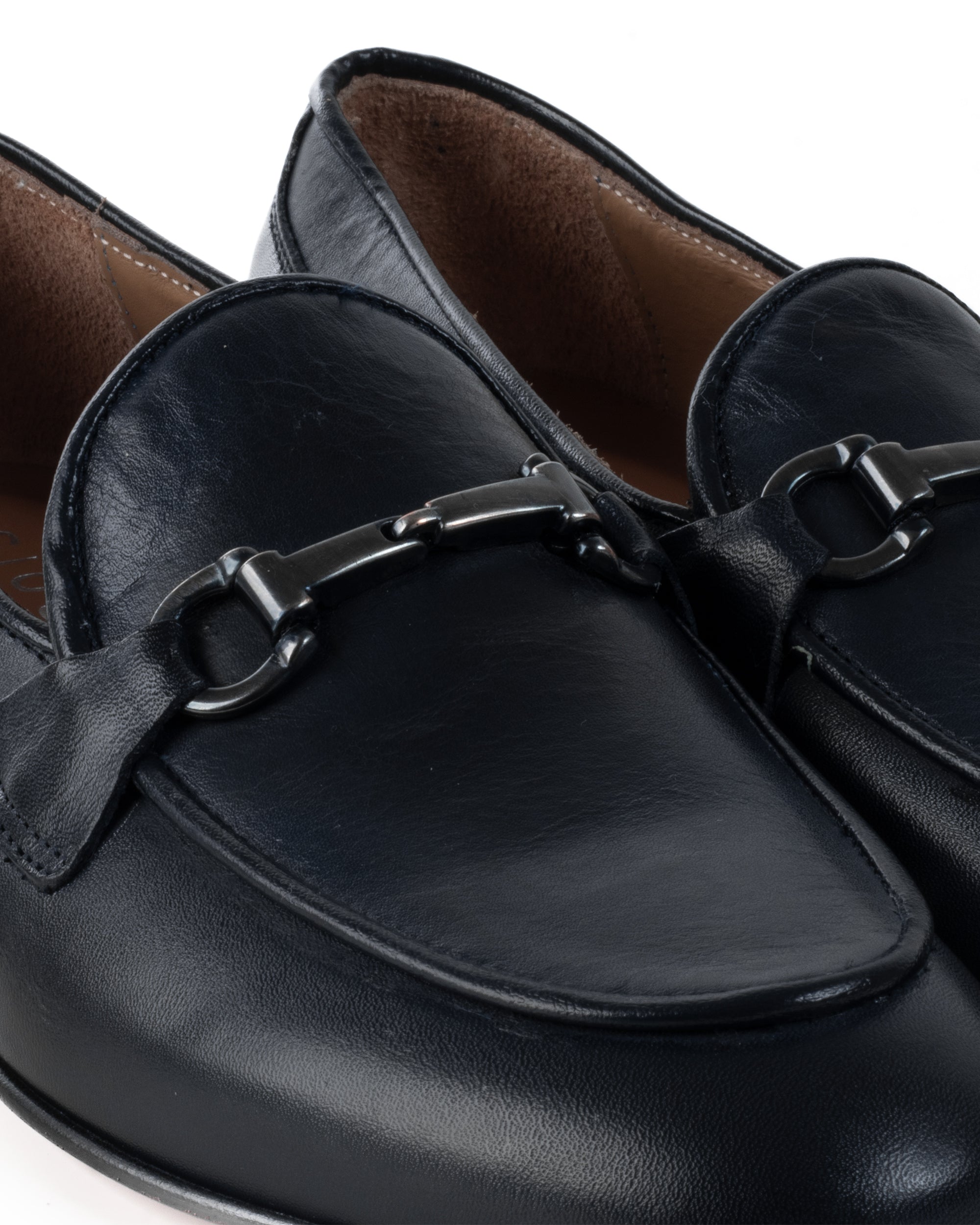 Mocassini Uomo Con Fibbie Morsetto Scarpe Ecopelle Eleganti Pelle Vitello Cerimonia Suola Di Cuoio Con Ovalino Antiscivolo Casual Blu GIOSAL-S1270A