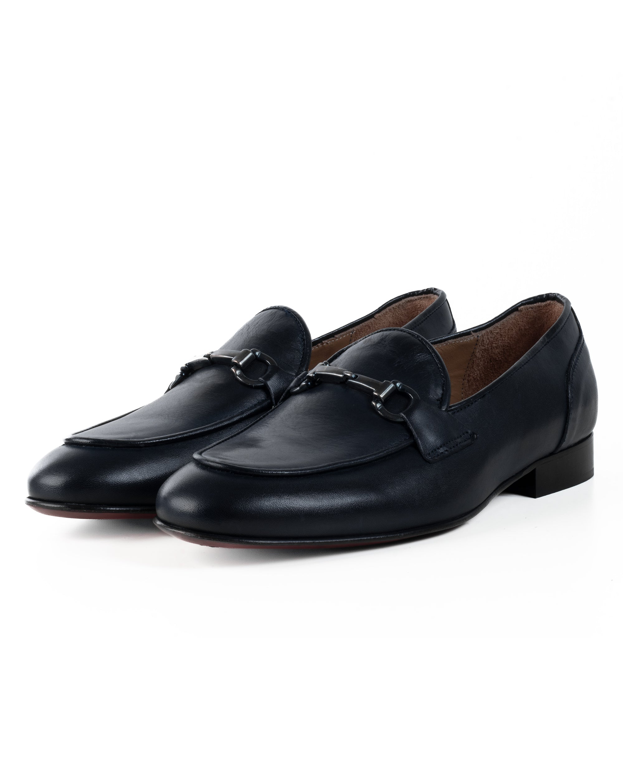 Mocassini Uomo Con Fibbie Morsetto Scarpe Ecopelle Eleganti Pelle Vitello Cerimonia Suola Di Cuoio Con Ovalino Antiscivolo Casual Blu GIOSAL-S1270A