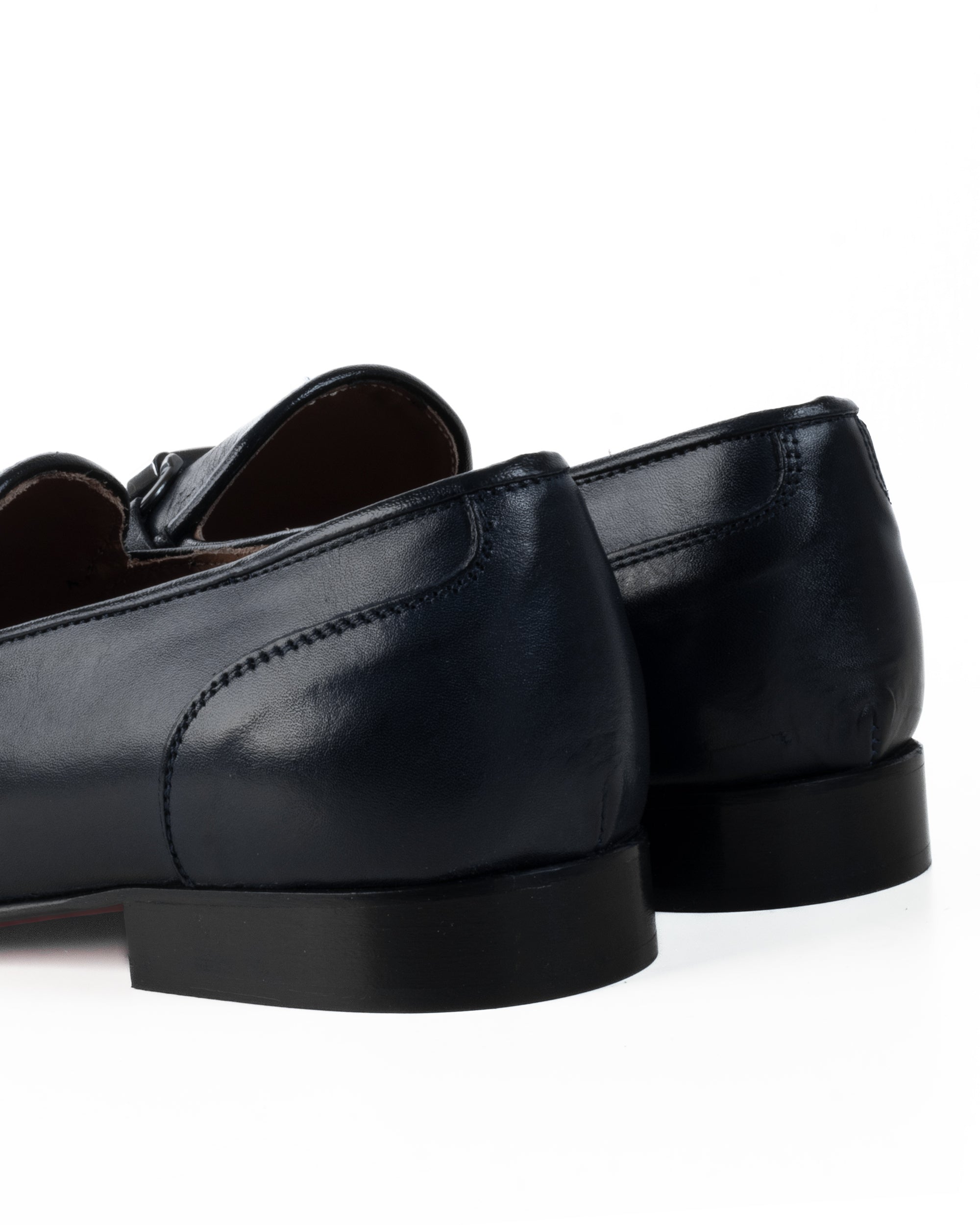 Mocassini Uomo Con Fibbie Morsetto Scarpe Ecopelle Eleganti Pelle Vitello Cerimonia Suola Di Cuoio Con Ovalino Antiscivolo Casual Blu GIOSAL-S1270A