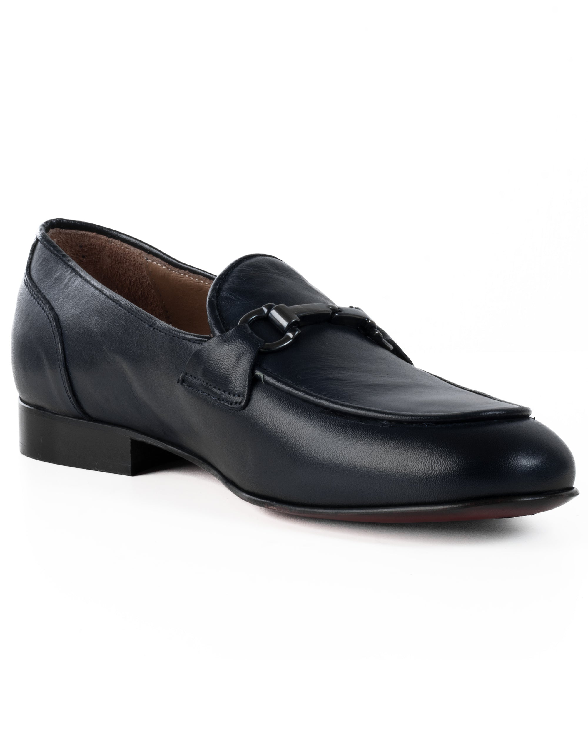 Mocassini Uomo Con Fibbie Morsetto Scarpe Ecopelle Eleganti Pelle Vitello Cerimonia Suola Di Cuoio Con Ovalino Antiscivolo Casual Blu GIOSAL-S1270A