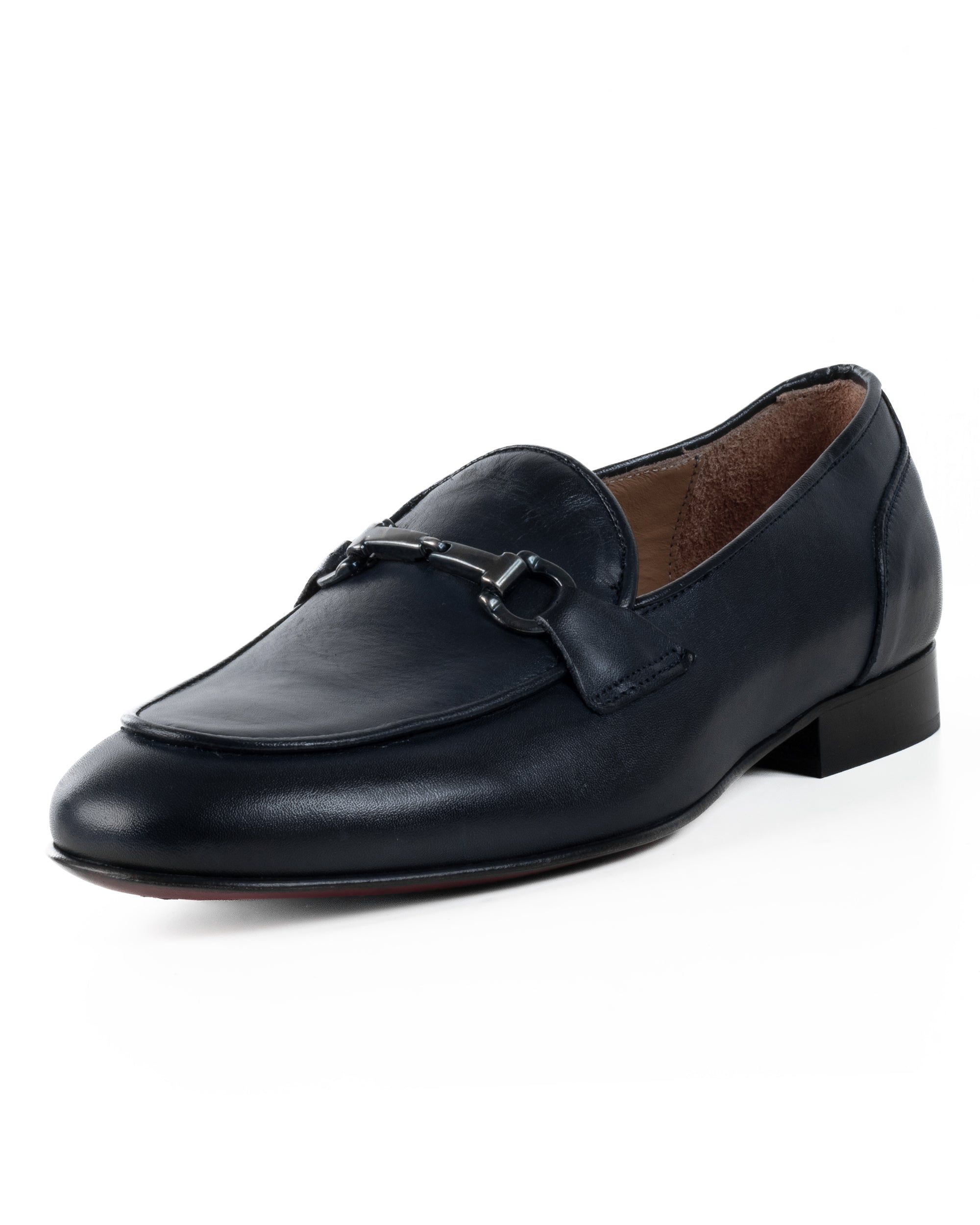 Mocassini Uomo Con Fibbie Morsetto Scarpe Ecopelle Eleganti Pelle Vitello Cerimonia Suola Di Cuoio Con Ovalino Antiscivolo Casual Blu GIOSAL-S1270A
