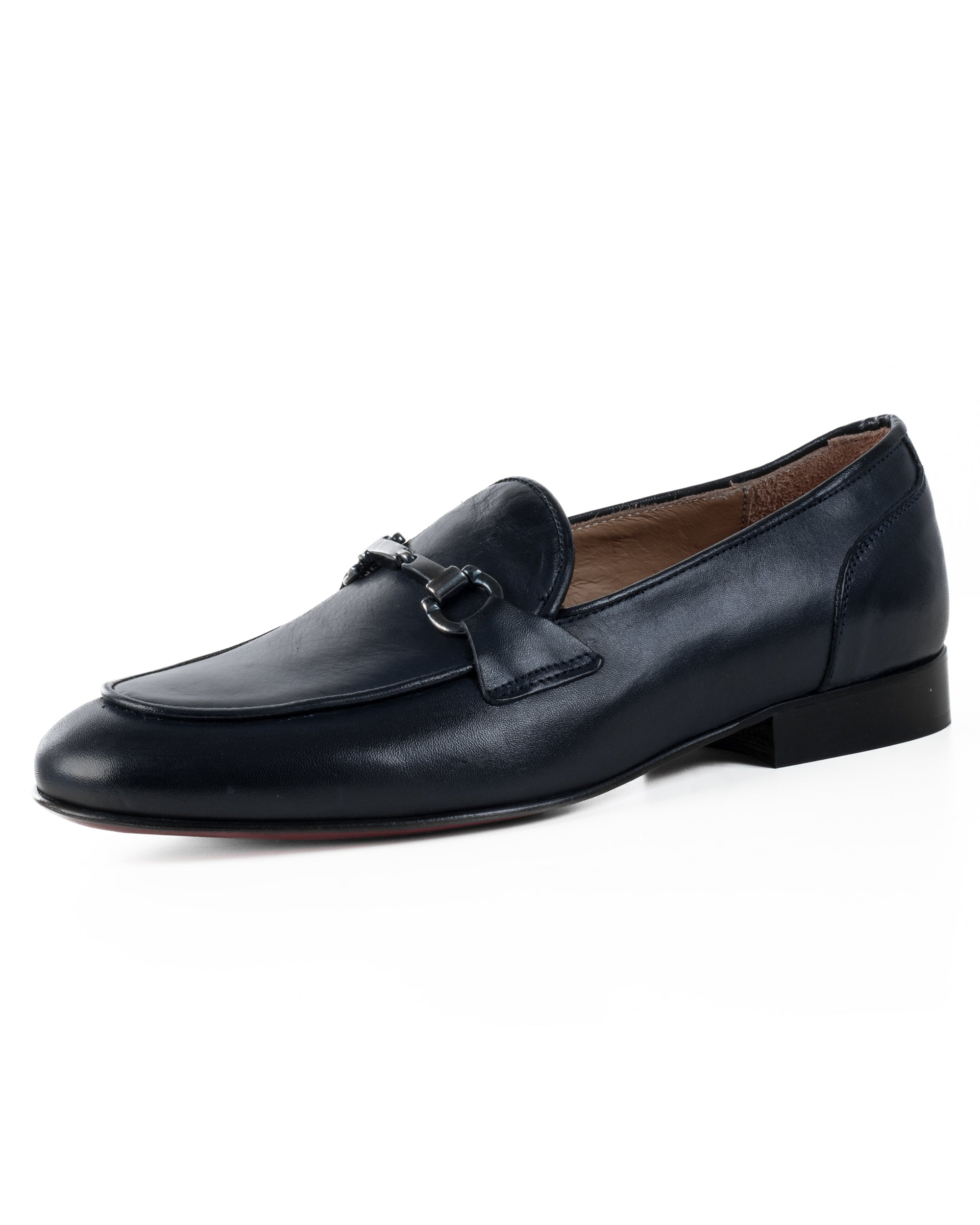 Mocassini Uomo Con Fibbie Morsetto Scarpe Ecopelle Eleganti Pelle Vitello Cerimonia Suola Di Cuoio Con Ovalino Antiscivolo Casual Blu GIOSAL-S1270A