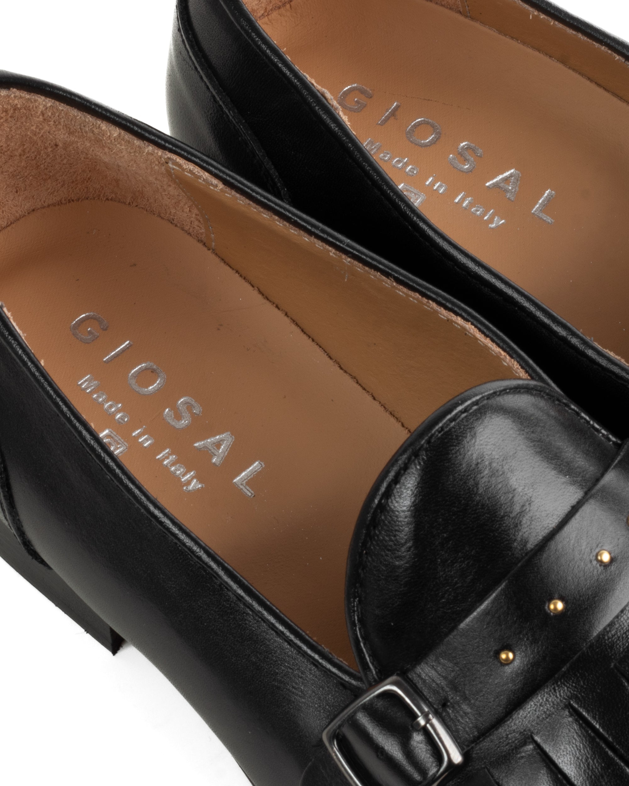 Mocassini Uomo Con Fibbia Frangia Borchie Scarpe Ecopelle Eleganti Pelle Vitello Cerimonia Suola Di Cuoio Con Ovalino Antiscivolo Casual Nero GIOSAL-S1272A