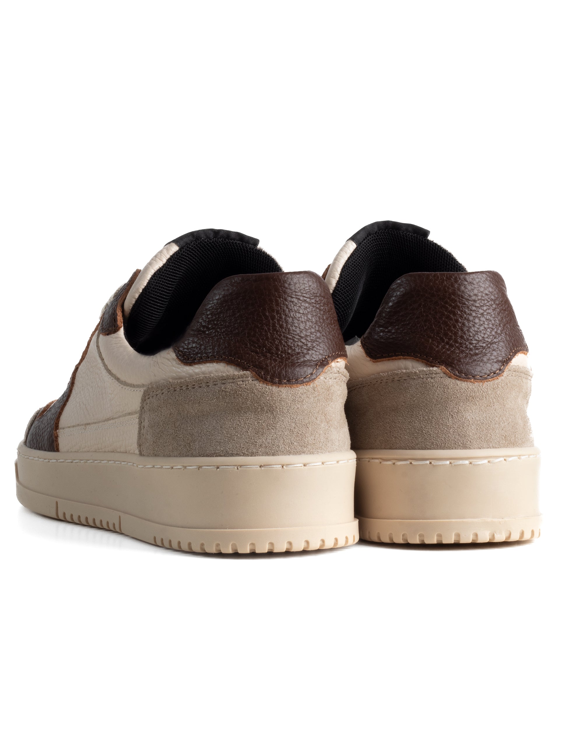 Scarpe Uomo Sneakers Beige Ecopelle Martellata Casual Sportive Pelle Bottolato Camoscio Marrone GIOSAL-S1285A