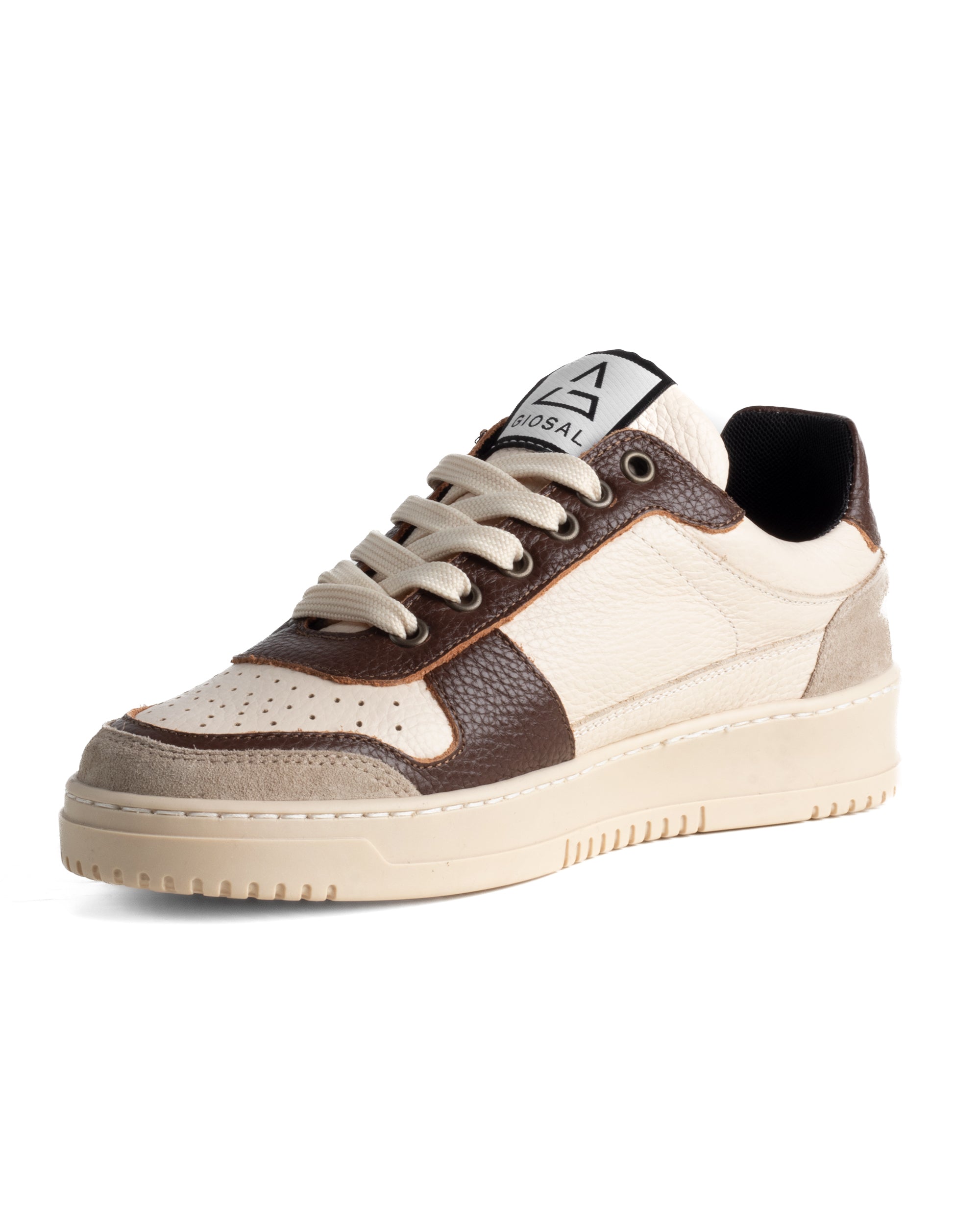 Scarpe Uomo Sneakers Beige Ecopelle Martellata Casual Sportive Pelle Bottolato Camoscio Marrone GIOSAL-S1285A
