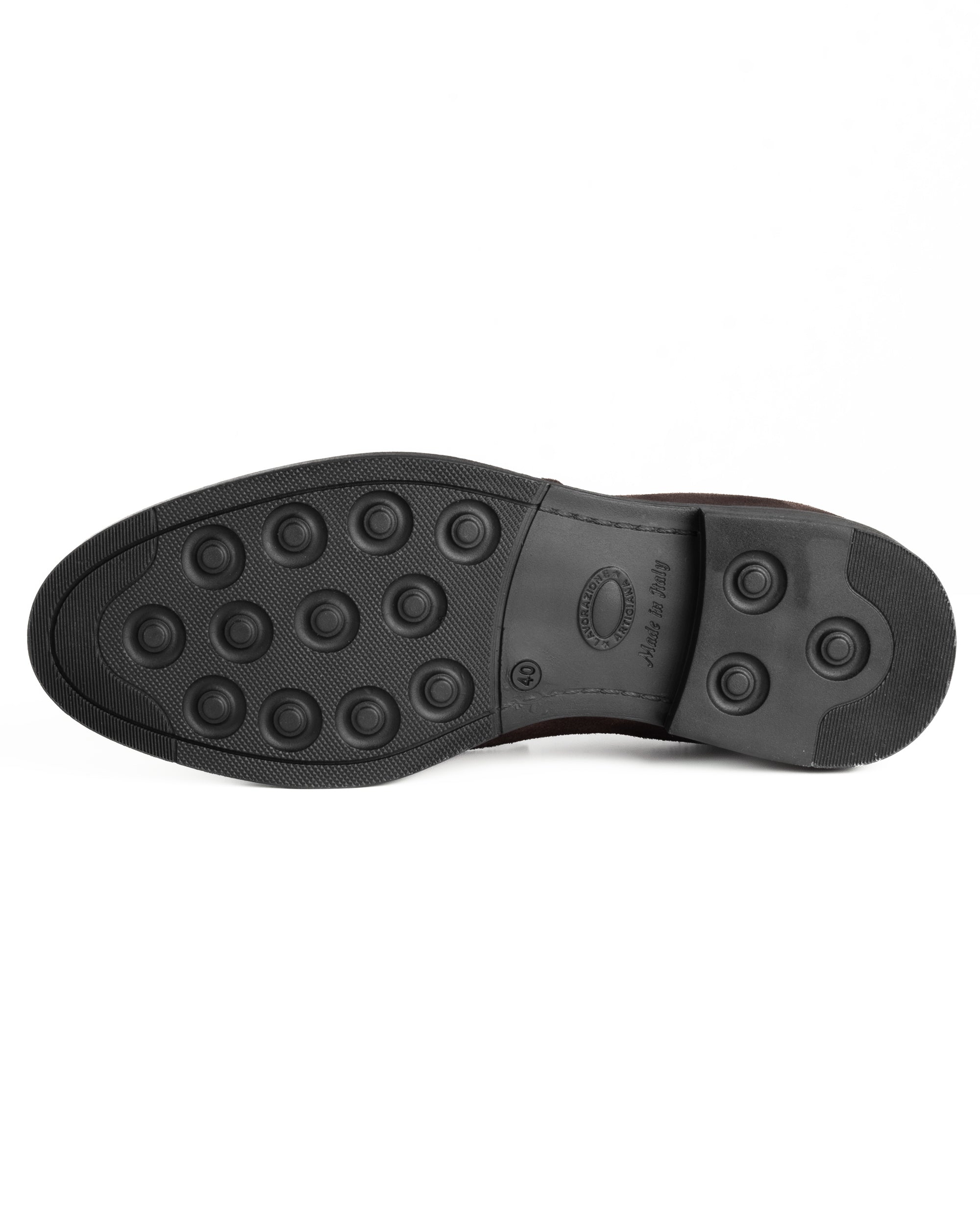 Mocassini Doppia Fibbia Uomo Scarpe Camoscio Eleganti Cerimonia Suola Gomma Casual Marrone GIOSAL-S1286A