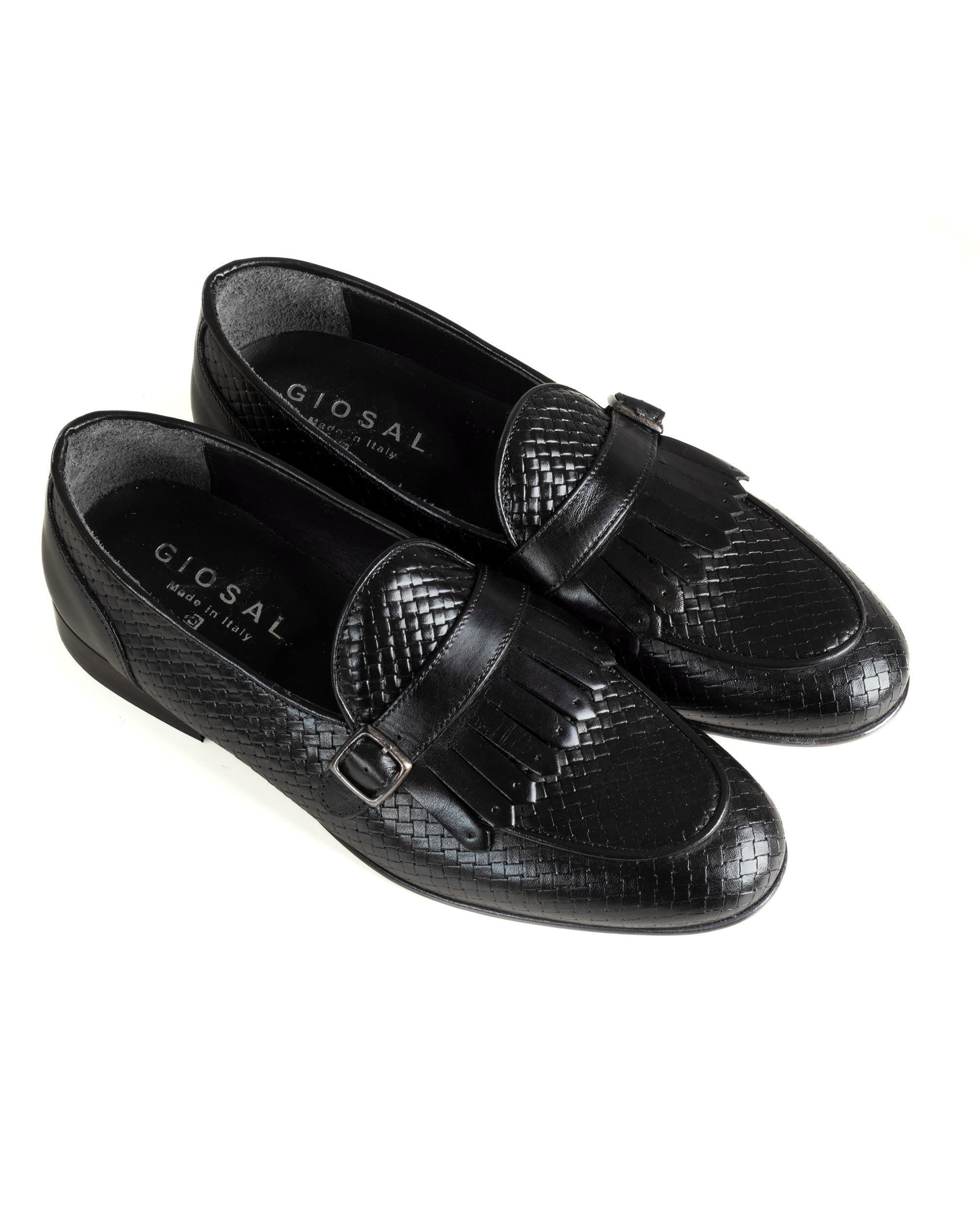 Mocassini Uomo Con Fibbia Frangia Scarpe Ecopelle Eleganti Pelle Vitello Intrecciata Cerimonia Suola Di Cuoio Con Ovalino Antiscivolo Casual Nero GIOSAL-S1288A
