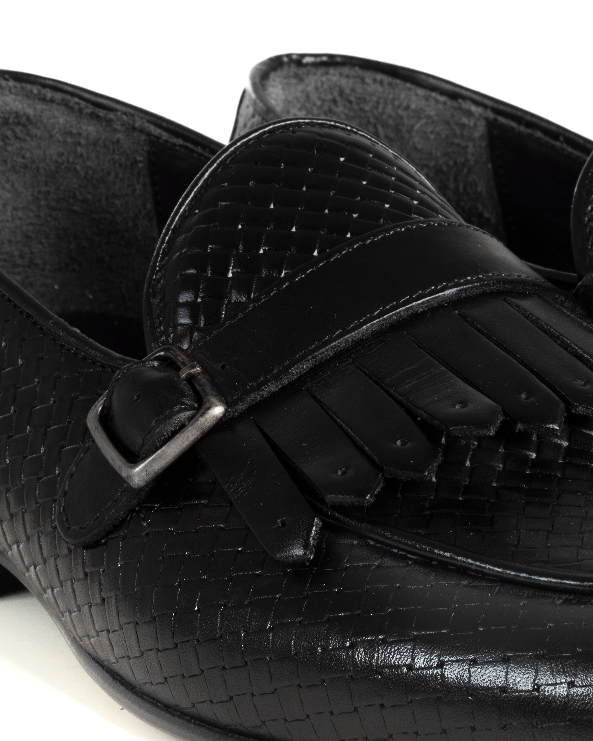 Mocassini Uomo Con Fibbia Frangia Scarpe Ecopelle Eleganti Pelle Vitello Intrecciata Cerimonia Suola Di Cuoio Con Ovalino Antiscivolo Casual Nero GIOSAL-S1288A