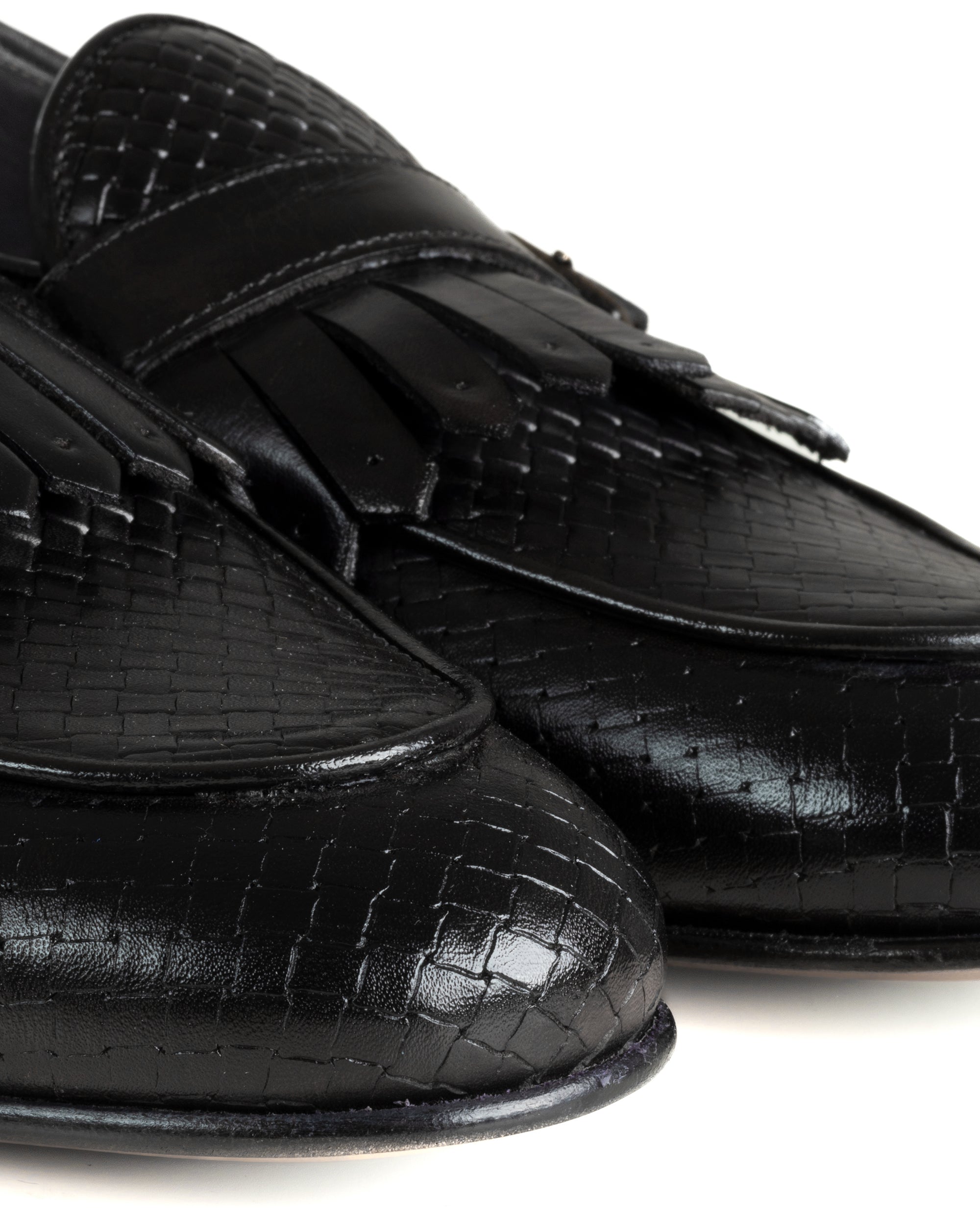 Mocassini Uomo Con Fibbia Frangia Scarpe Ecopelle Eleganti Pelle Vitello Intrecciata Cerimonia Suola Di Cuoio Con Ovalino Antiscivolo Casual Nero GIOSAL-S1288A