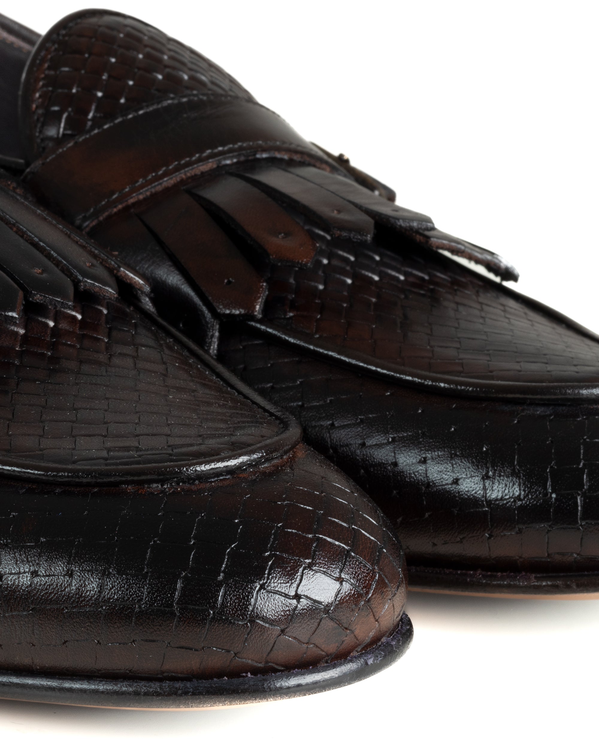 Mocassini Uomo Con Fibbia Frangia Scarpe Ecopelle Eleganti Pelle Vitello Intrecciata Cerimonia Suola Di Cuoio Con Ovalino Antiscivolo Casual Marrone GIOSAL-S1289A