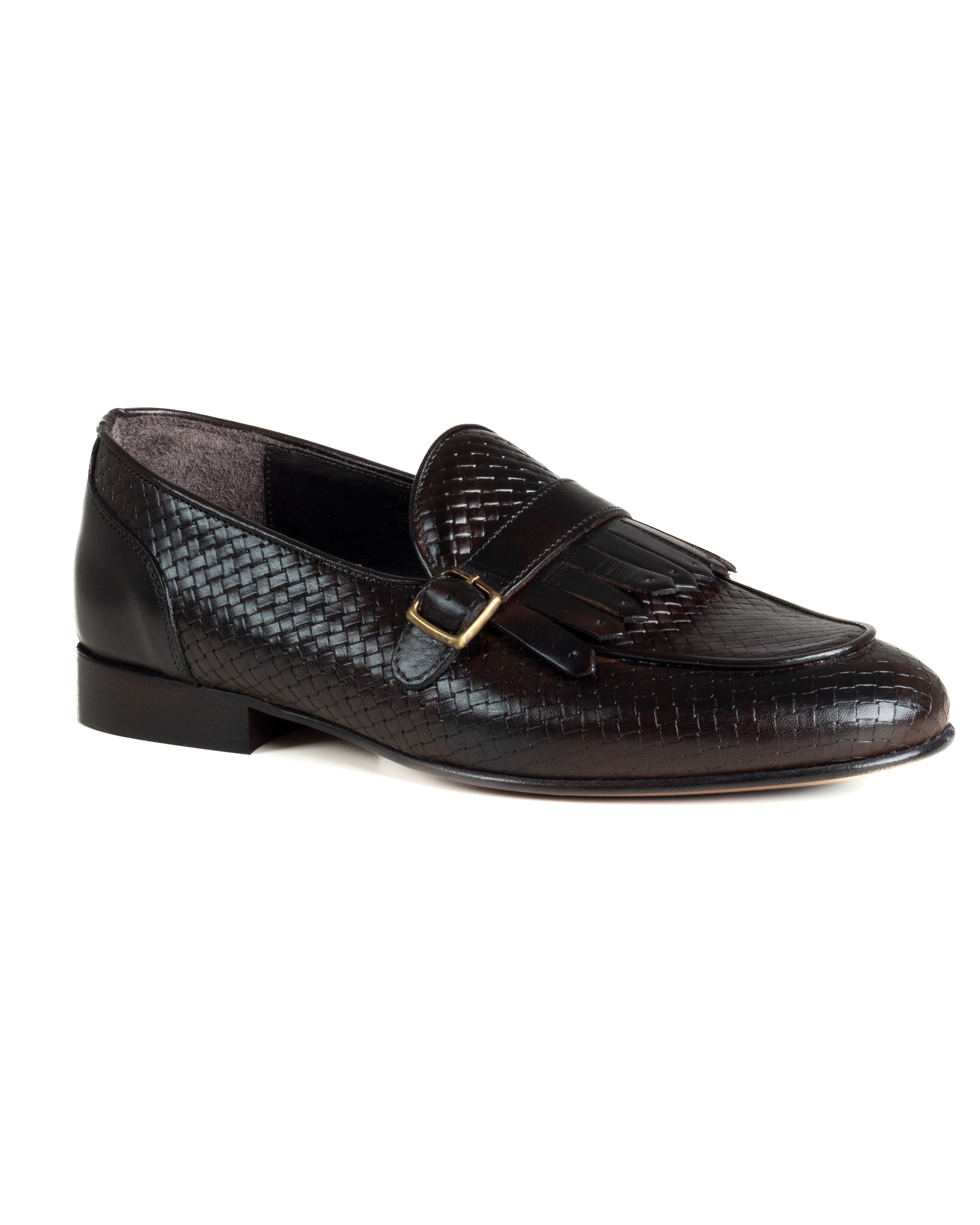 Mocassini Uomo Con Fibbia Frangia Scarpe Ecopelle Eleganti Pelle Vitello Intrecciata Cerimonia Suola Di Cuoio Con Ovalino Antiscivolo Casual Marrone GIOSAL-S1289A