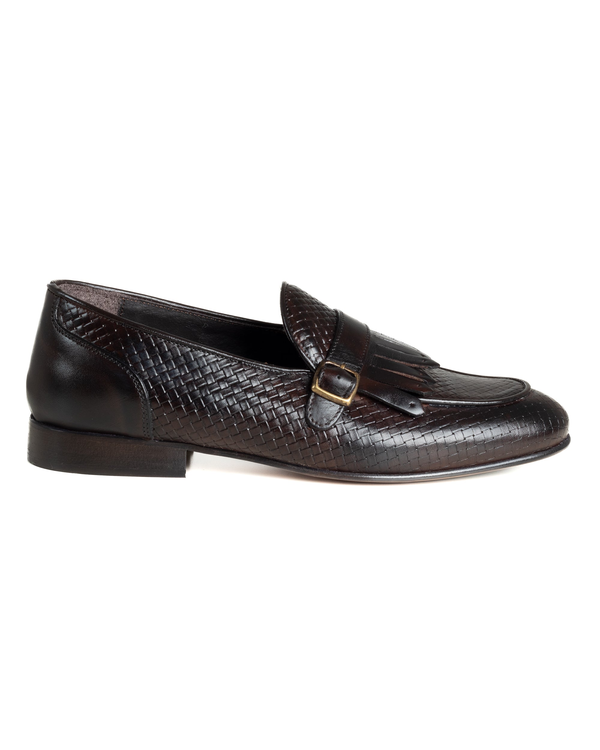 Mocassini Uomo Con Fibbia Frangia Scarpe Ecopelle Eleganti Pelle Vitello Intrecciata Cerimonia Suola Di Cuoio Con Ovalino Antiscivolo Casual Marrone GIOSAL-S1289A