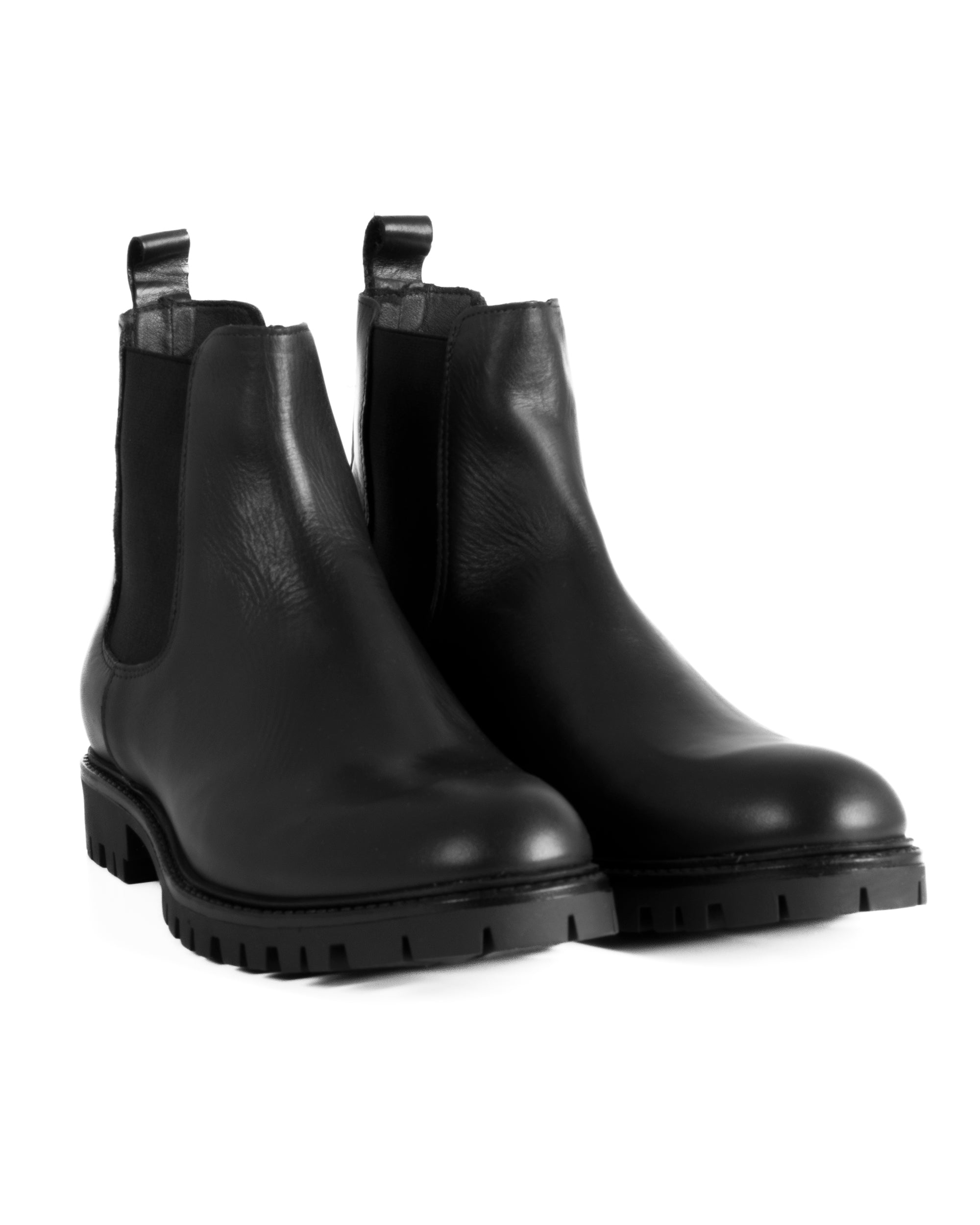 Scarpe Uomo Beatles Stivaletto Chelsea Pelle Fondo Gomma Roccia Nero GIOSAL-S1293A