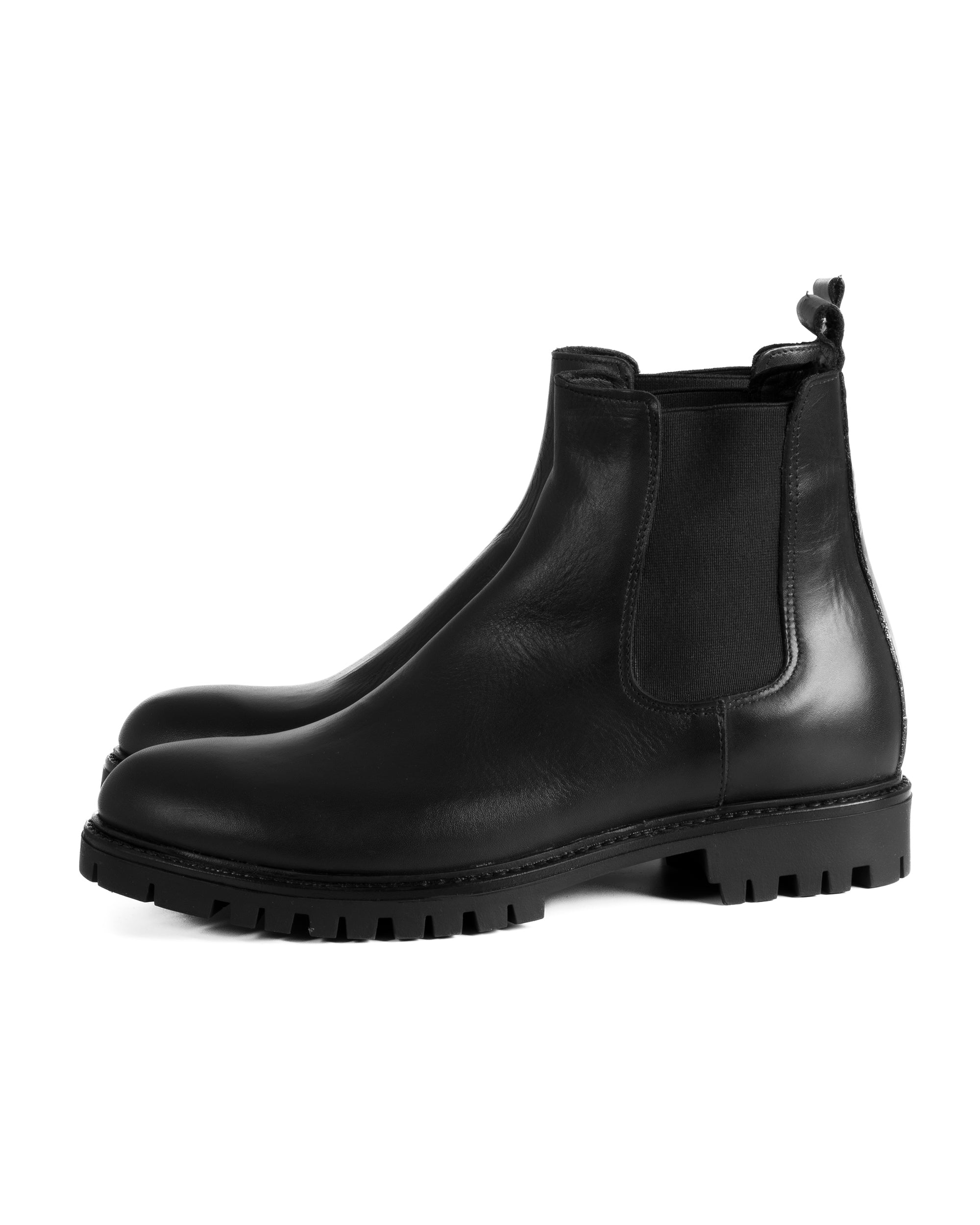 Scarpe Uomo Beatles Stivaletto Chelsea Pelle Fondo Gomma Roccia Nero GIOSAL-S1293A