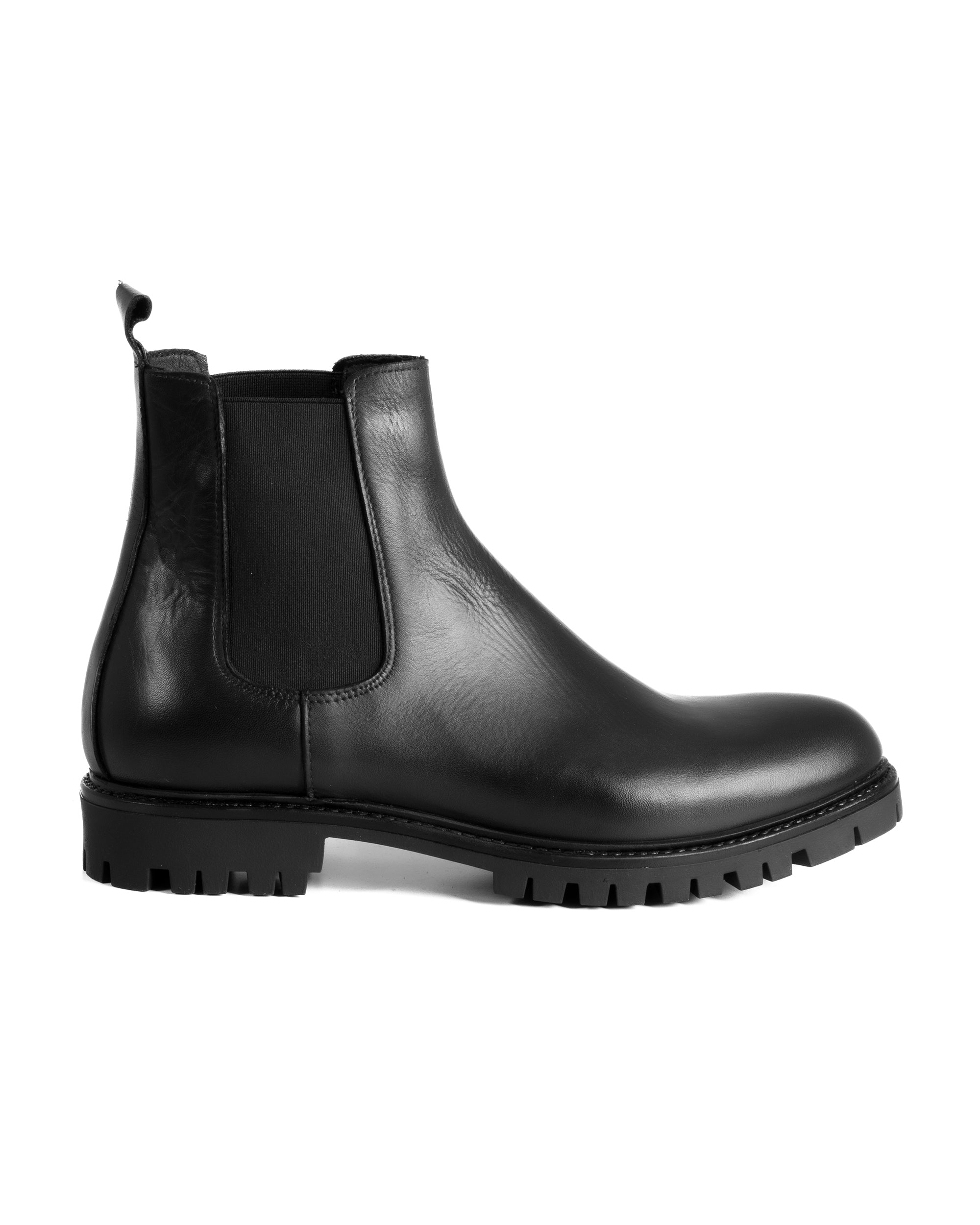 Scarpe Uomo Beatles Stivaletto Chelsea Pelle Fondo Gomma Roccia Nero GIOSAL-S1293A